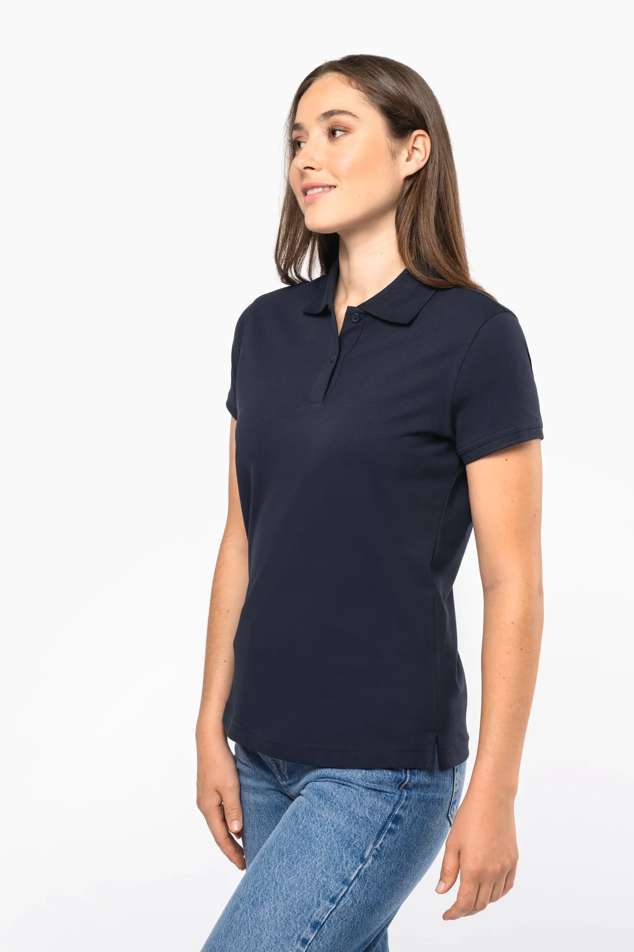 Kurzarm-Polohemd für Damen. Aus Baumwollpiqué