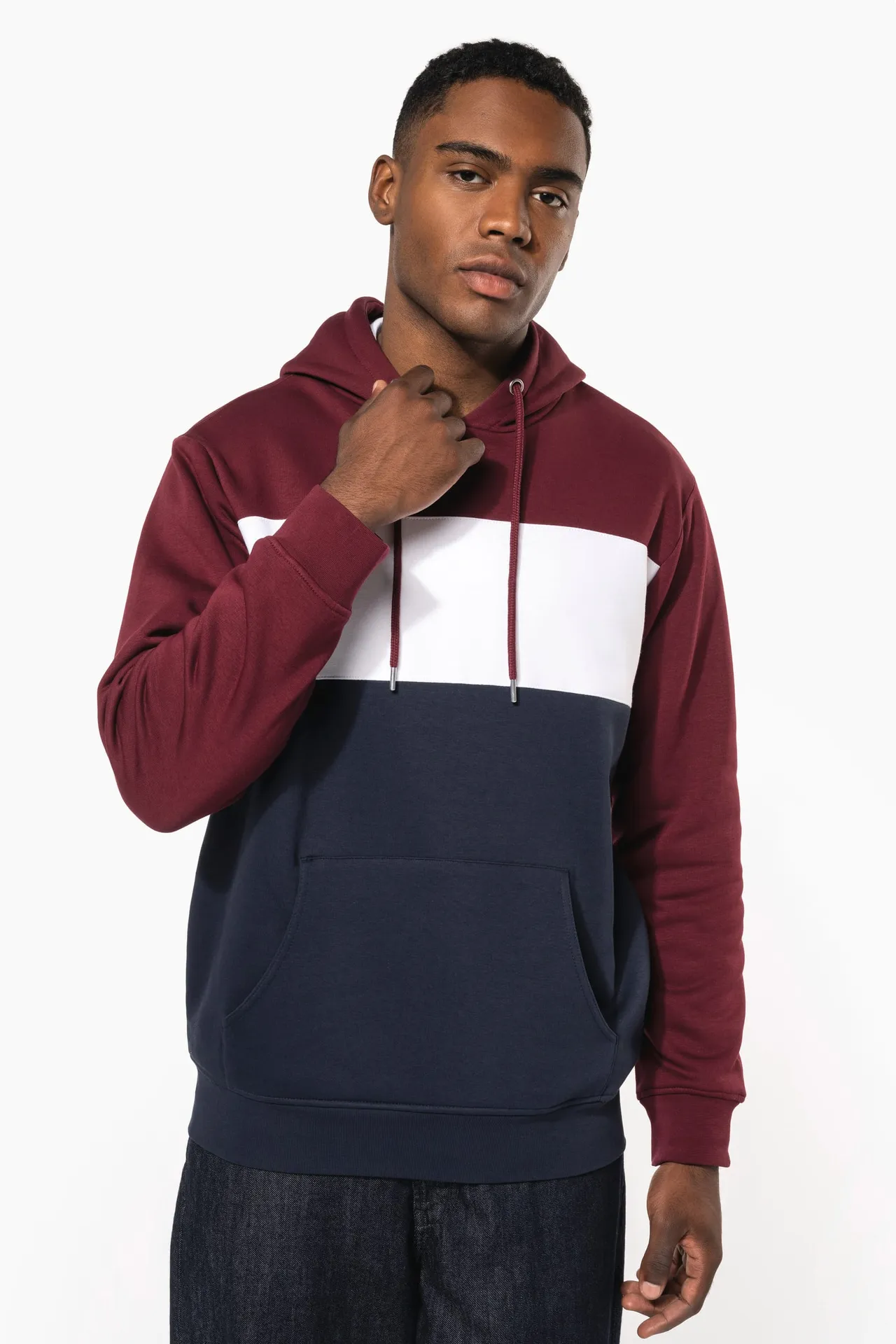 Dreifarbiges Kapuzensweatshirt, Unisex