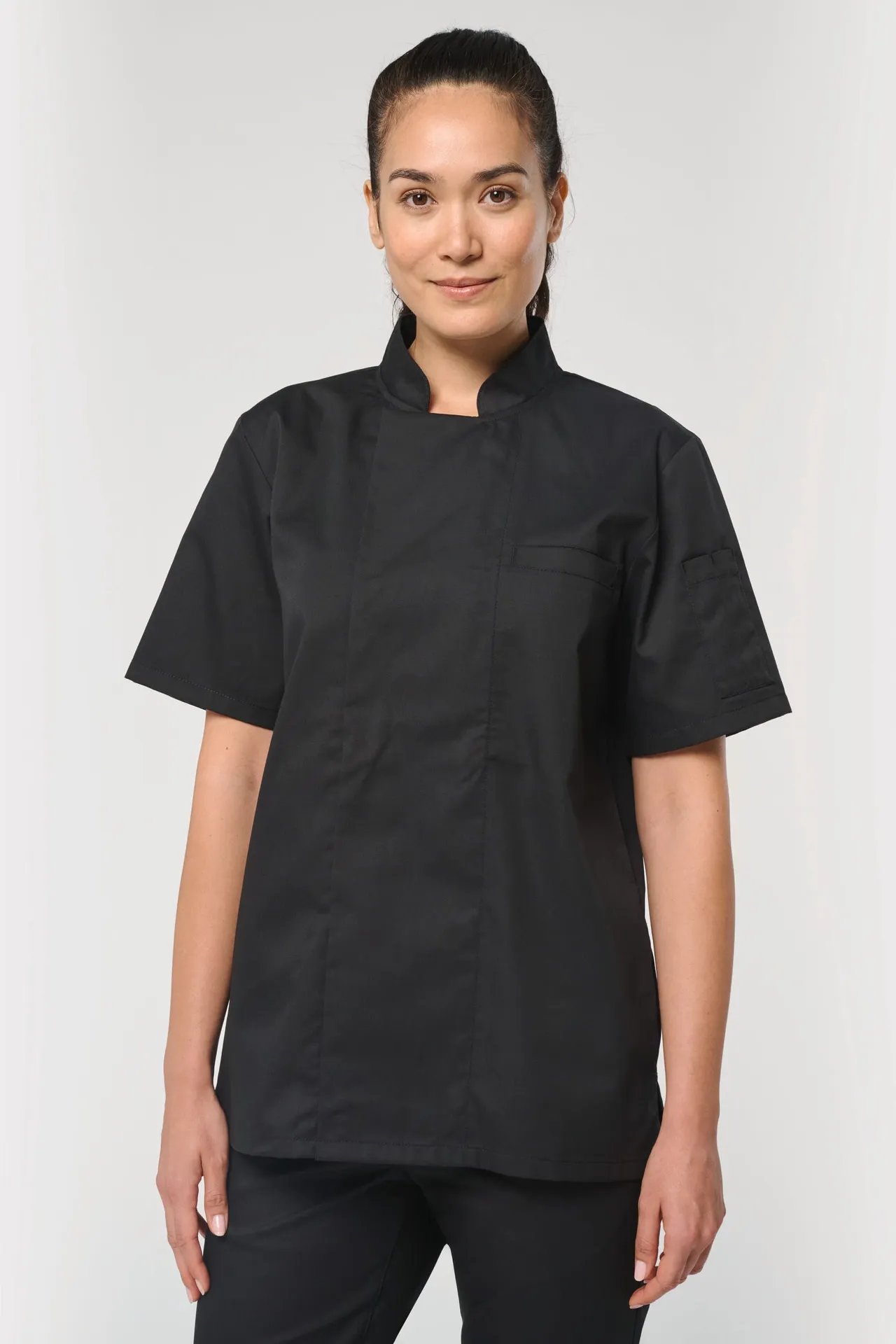 Umweltfreundliche Unisex-Kochjacke mit kurzen Ärmeln