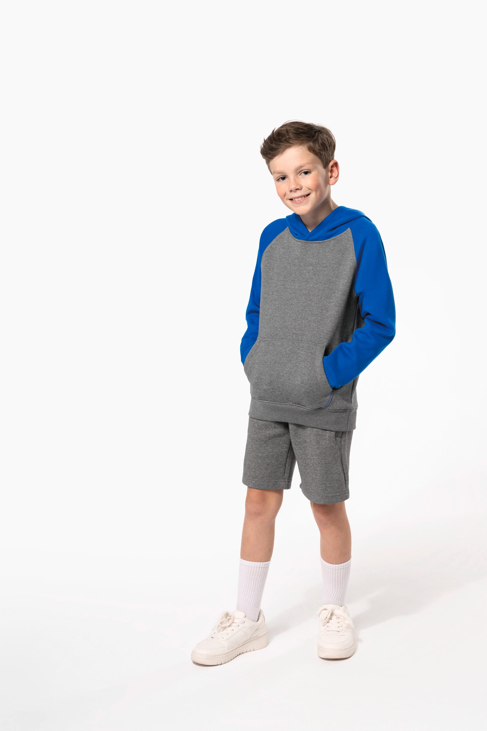 Zweifarbiges Kapuzensweatshirt für Kinder