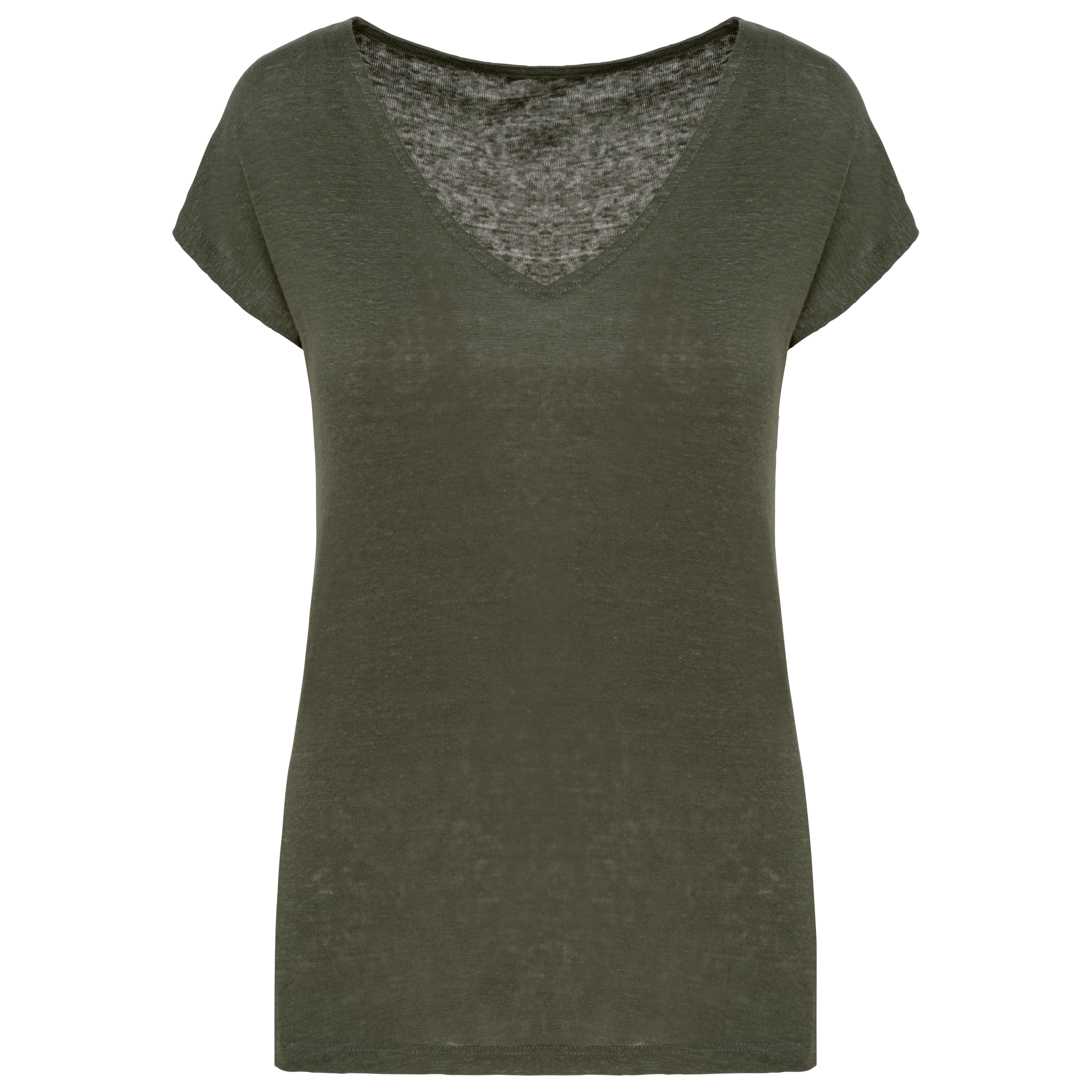 Damen-T-Shirt aus Leinen mit V-Ausschnitt