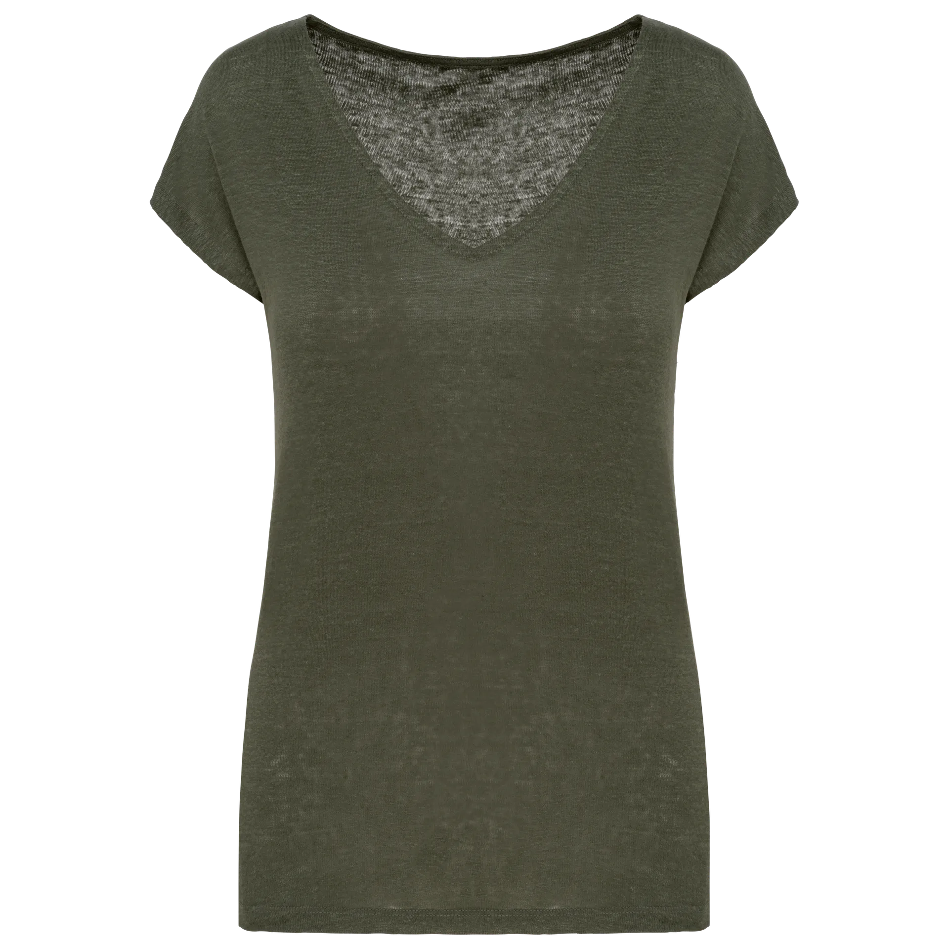 Damen-T-Shirt aus Leinen mit V-Ausschnitt