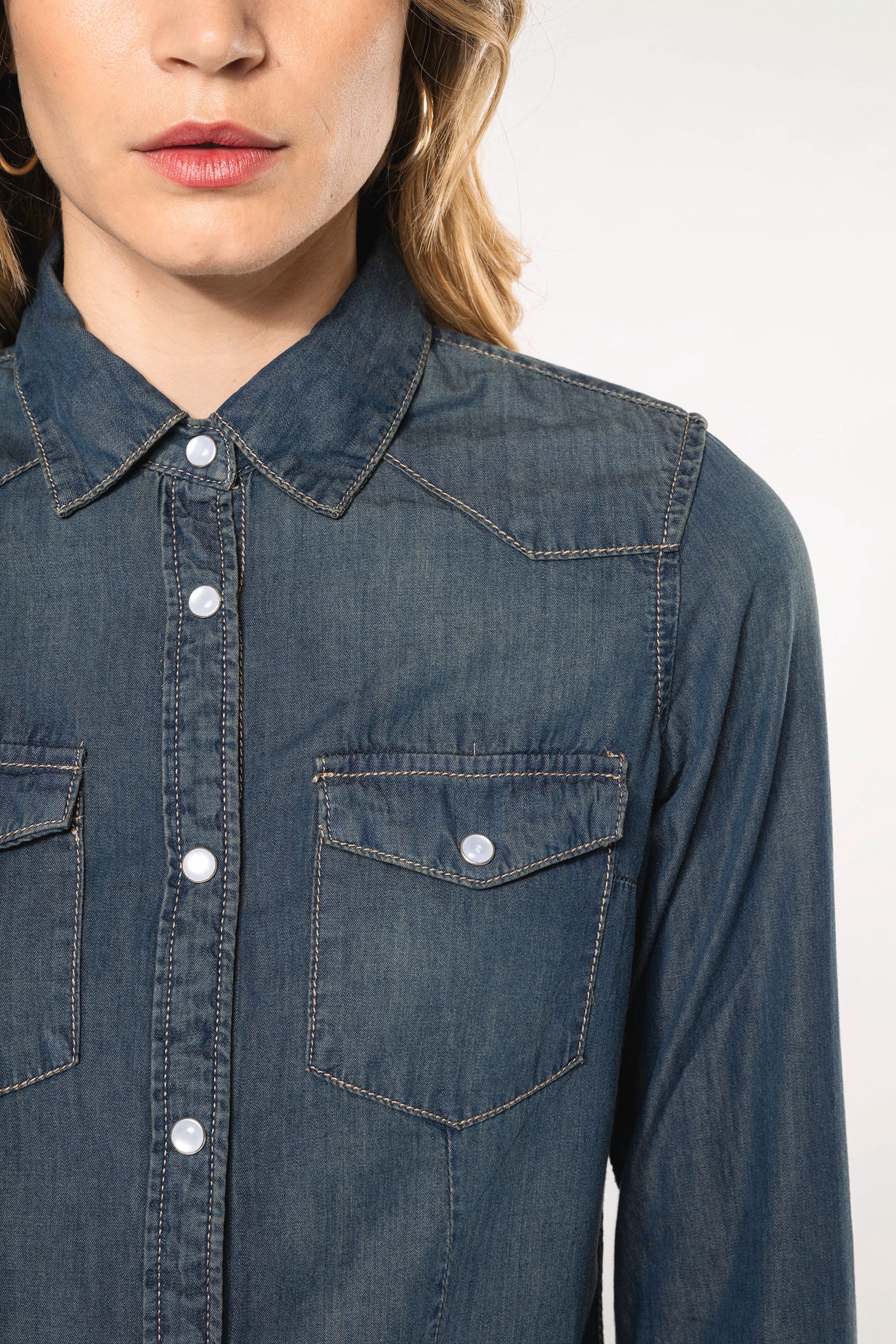 Damen denim-hemd langarm