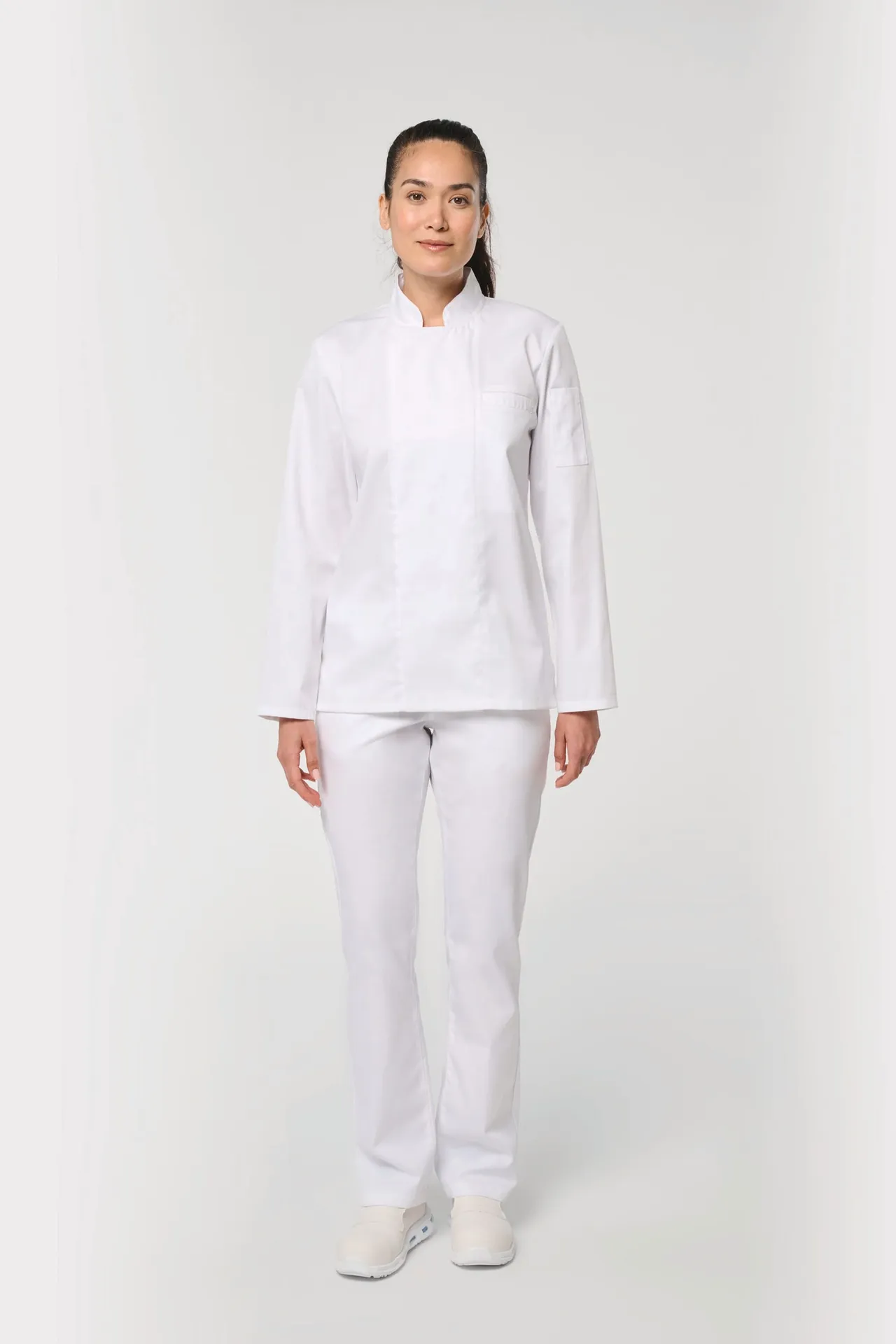 Umweltfreundliche, atmungsaktive Unisex-Kochjacke mit langen Ärmeln