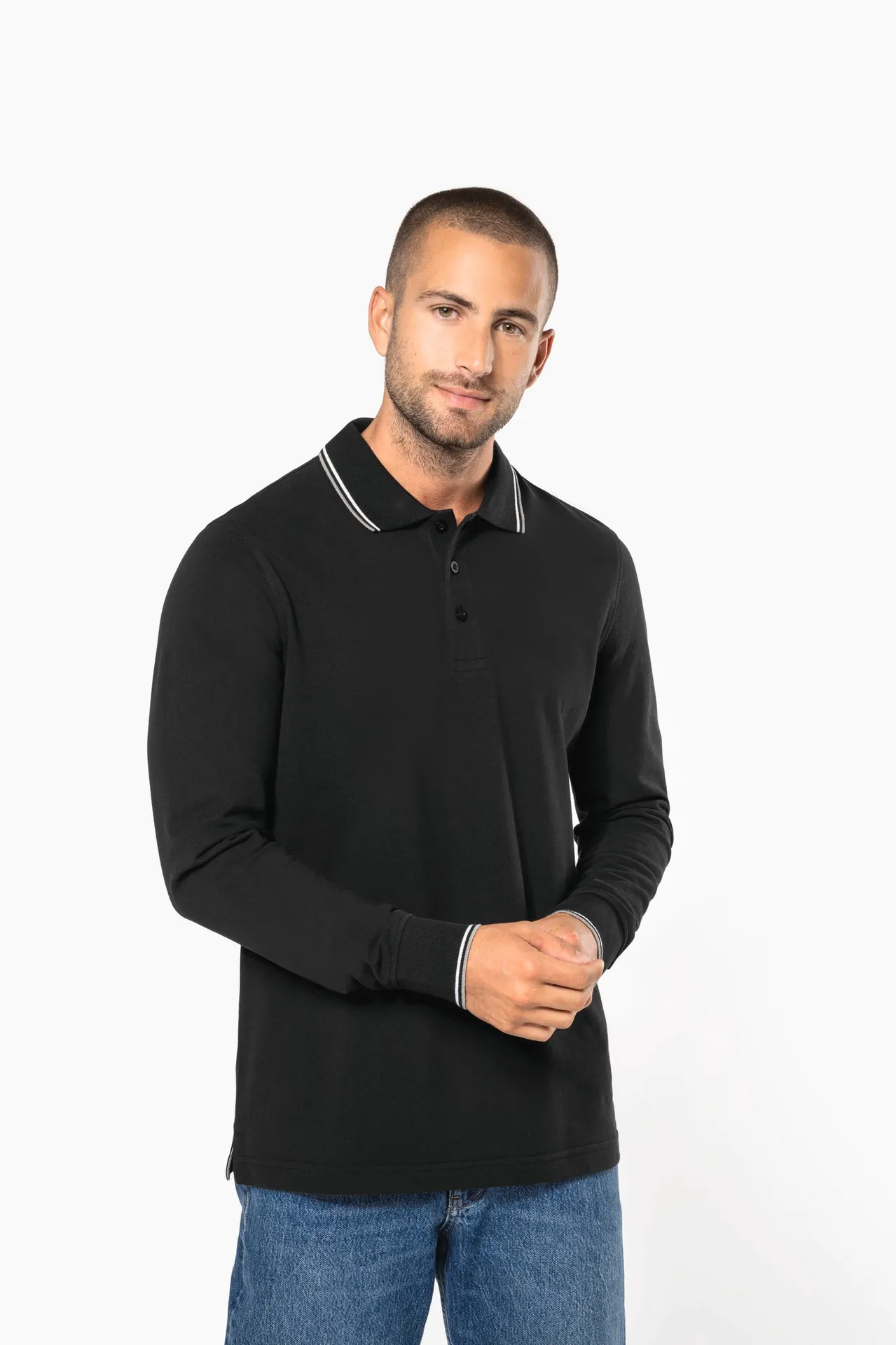 Langarm-Polohemd aus Piqué für Herren