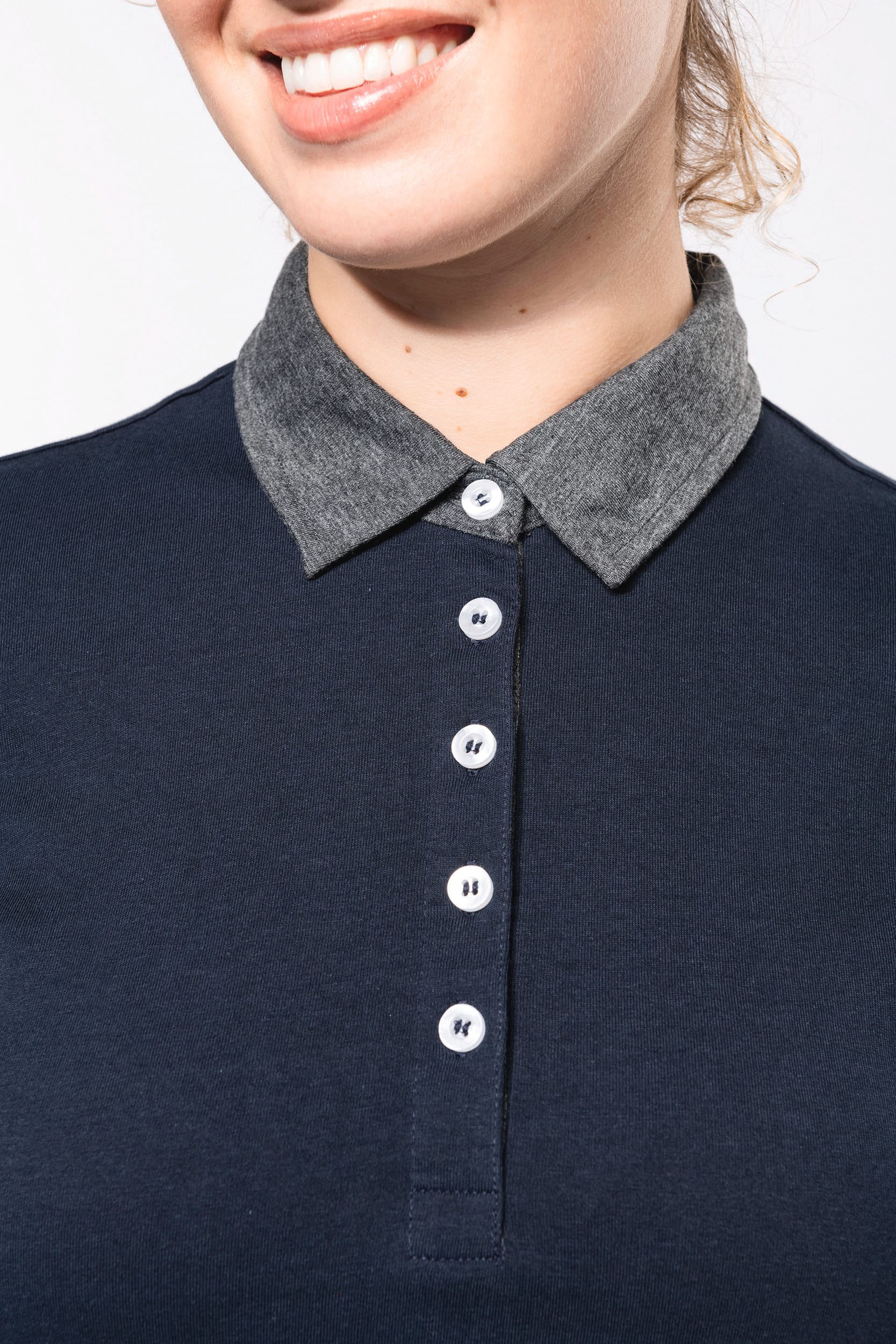 Zweifarbiges Jersey-Polohemd für Damen