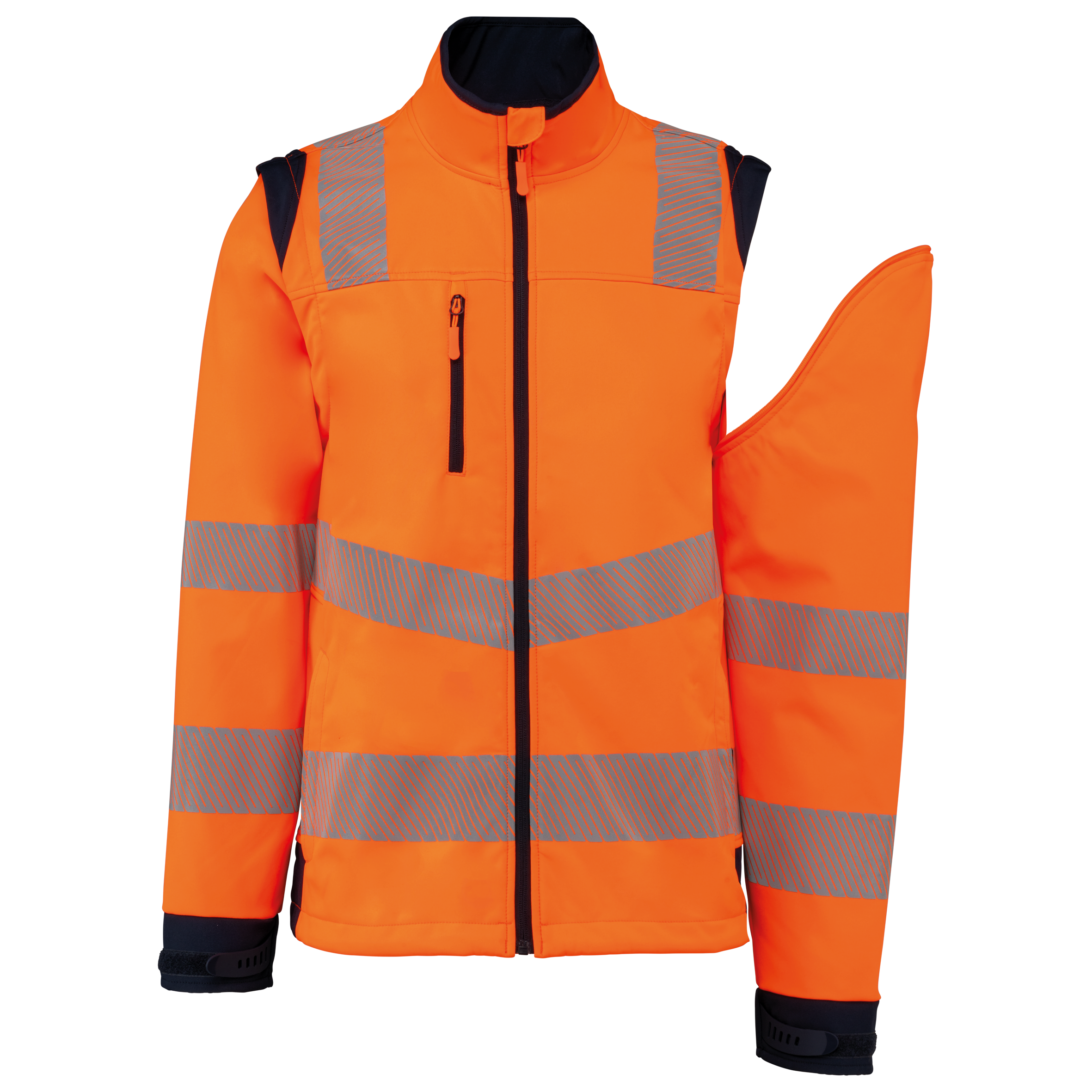 Recycelte Safety Softshell-Jacke mit abnehmbaren Ärmeln