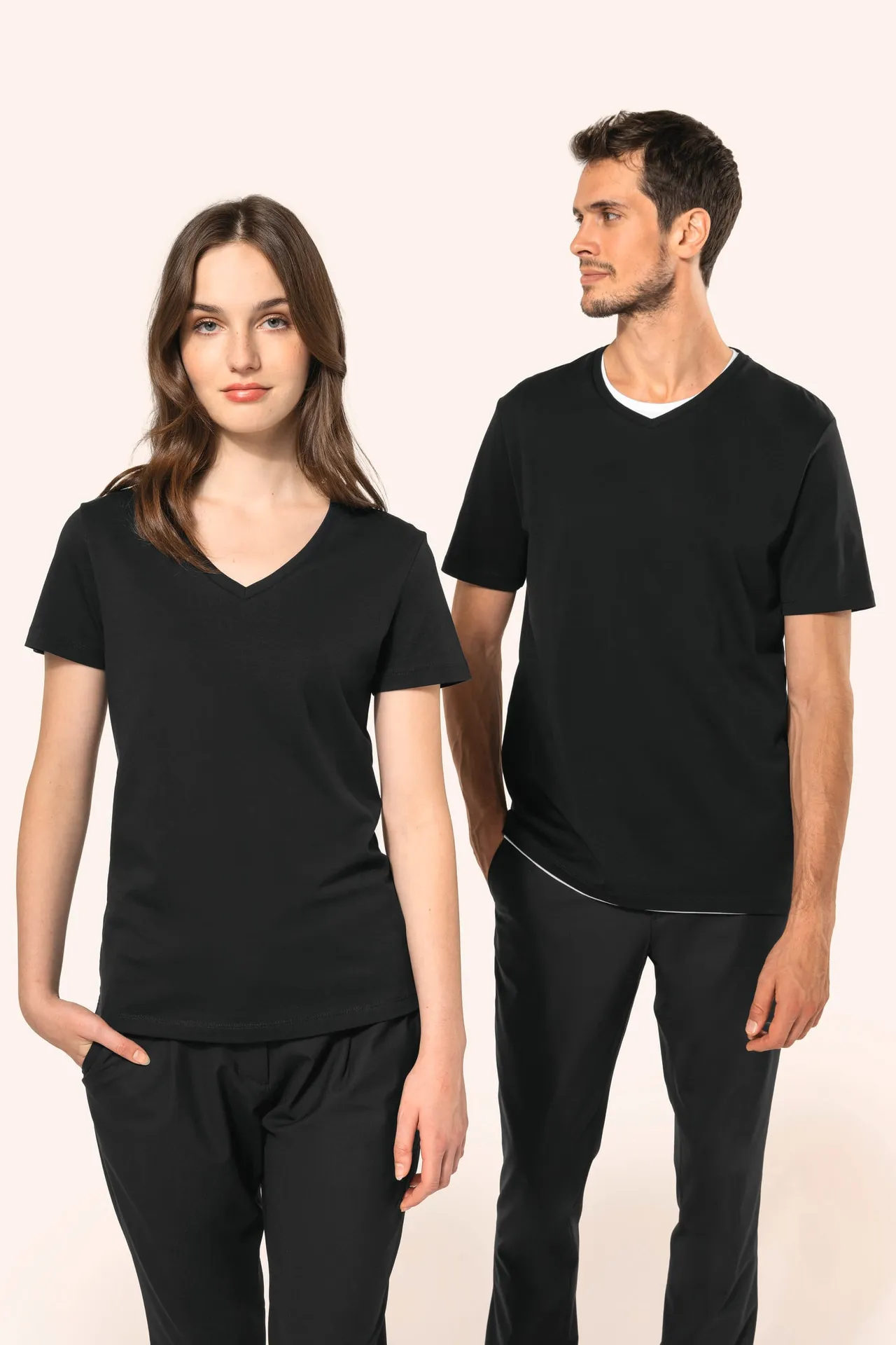 Supima® Damen-T-Shirt mit V-Ausschnitt und kurzen Ärmeln