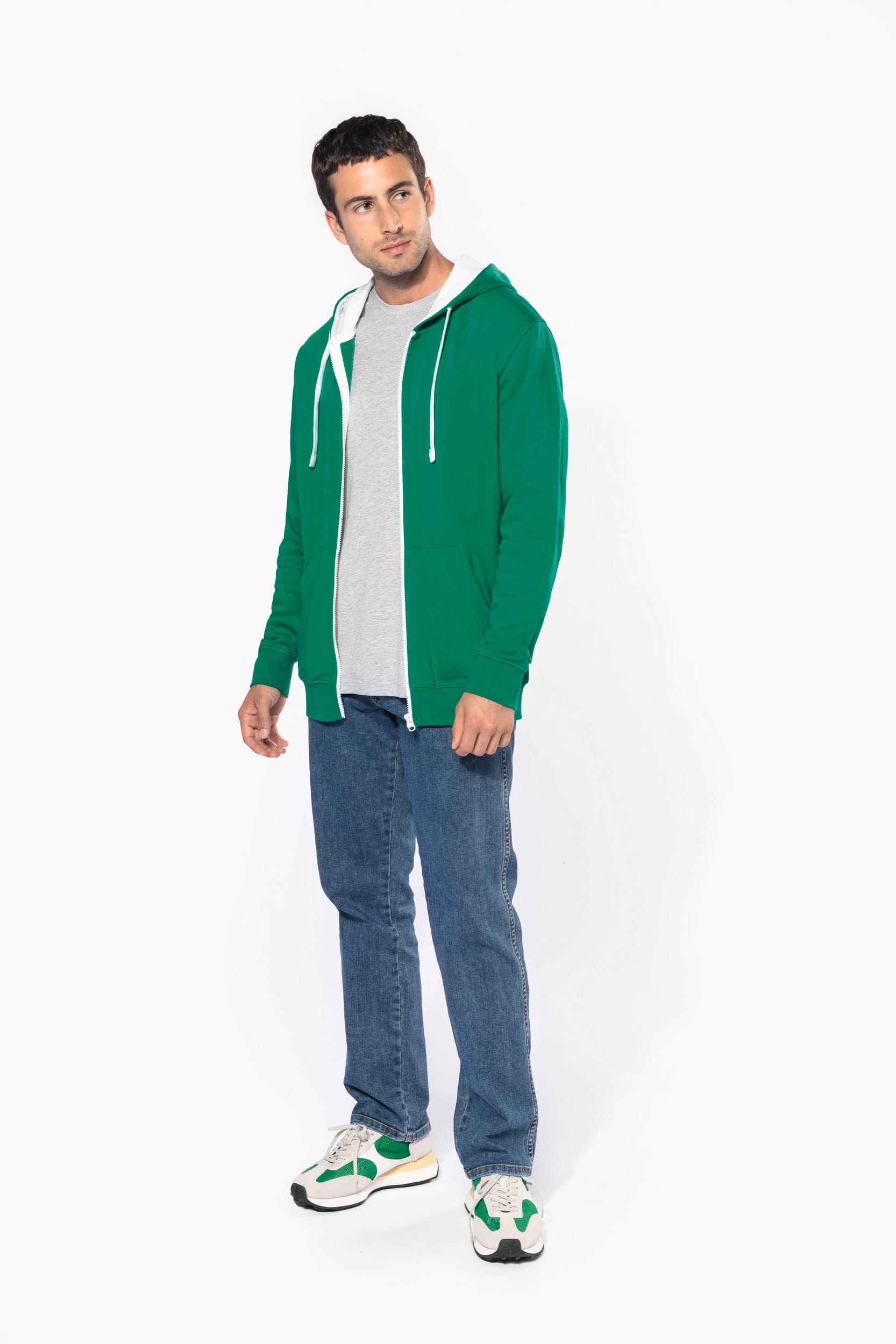 HERREN-KAPUZENSWEATSHIRT BICOLOR mit Reißverschluss