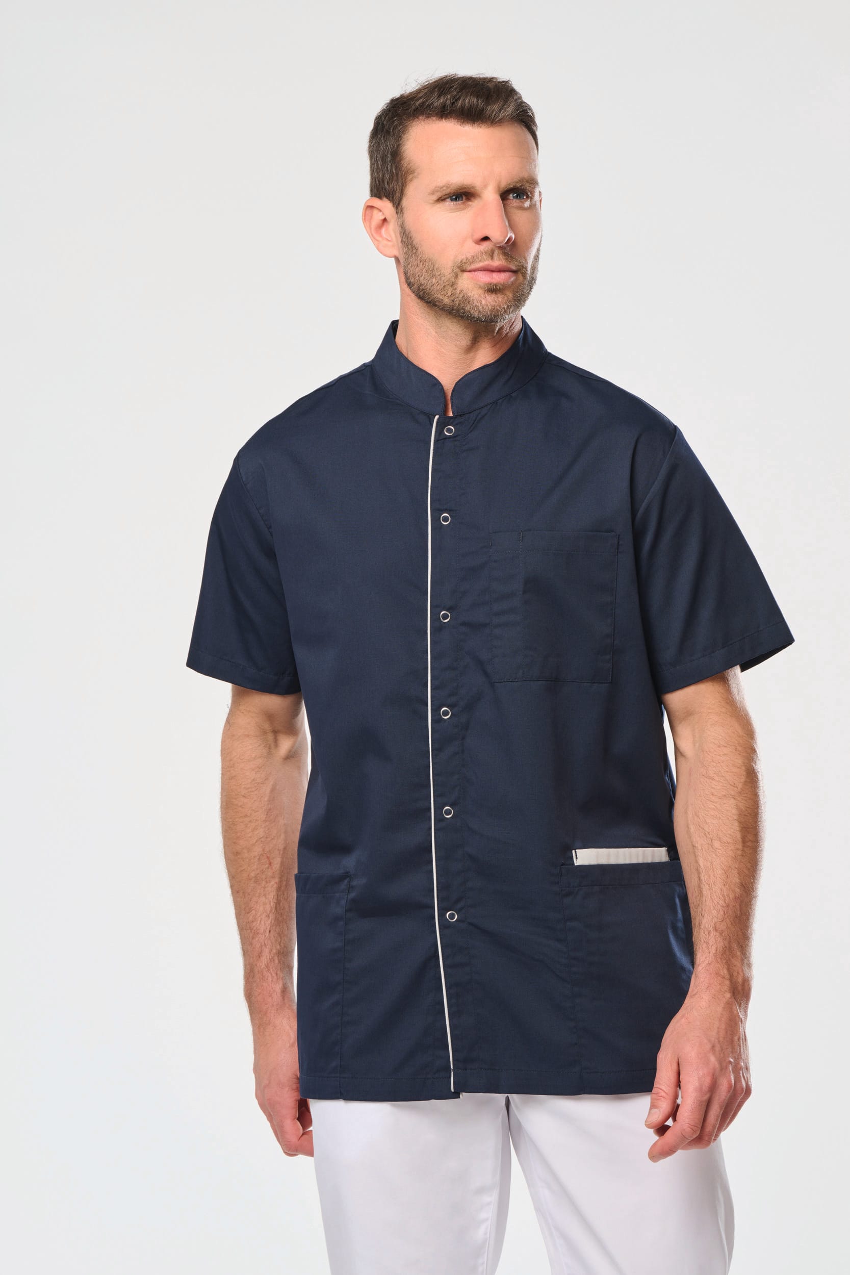 Herrenkittel aus Baumwollpolyester mit Druckknöpfen