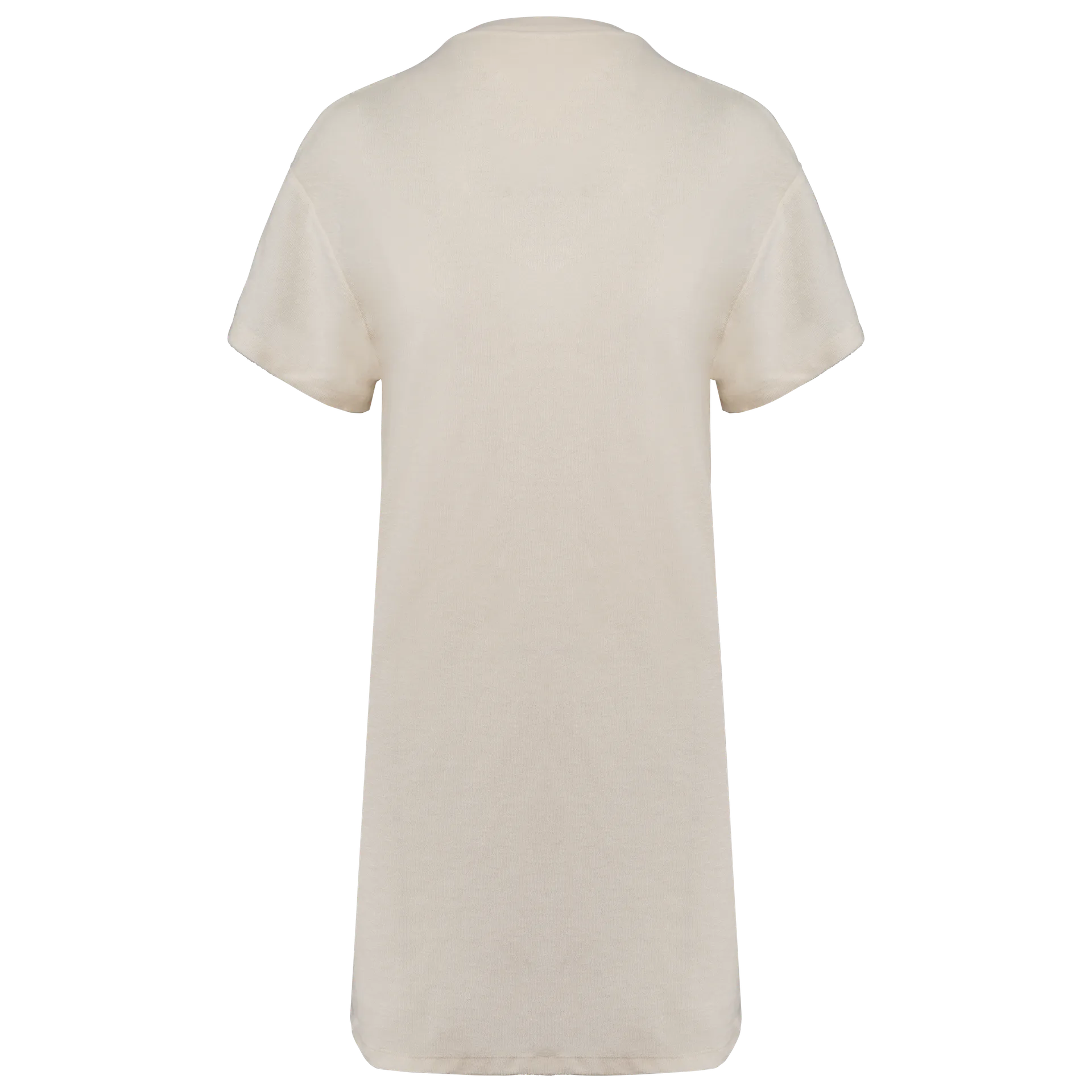 Umweltfreundliches Damen-T-Shirt-Kleid aus Frottee mit überschnittener Schulterpartie