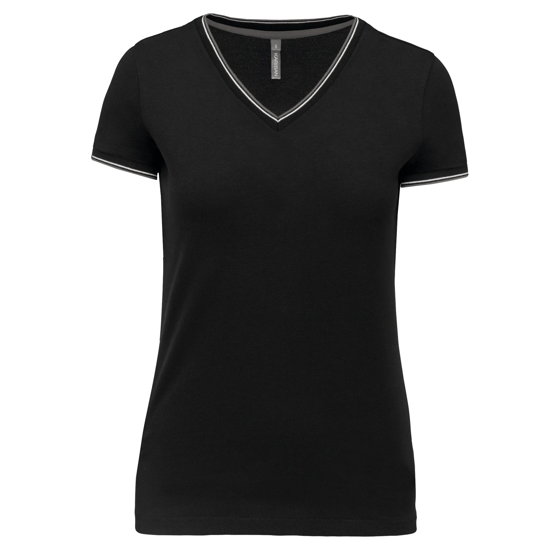 Damen T-Shirt aus Piqué-Trikot mit V-Ausschnitt