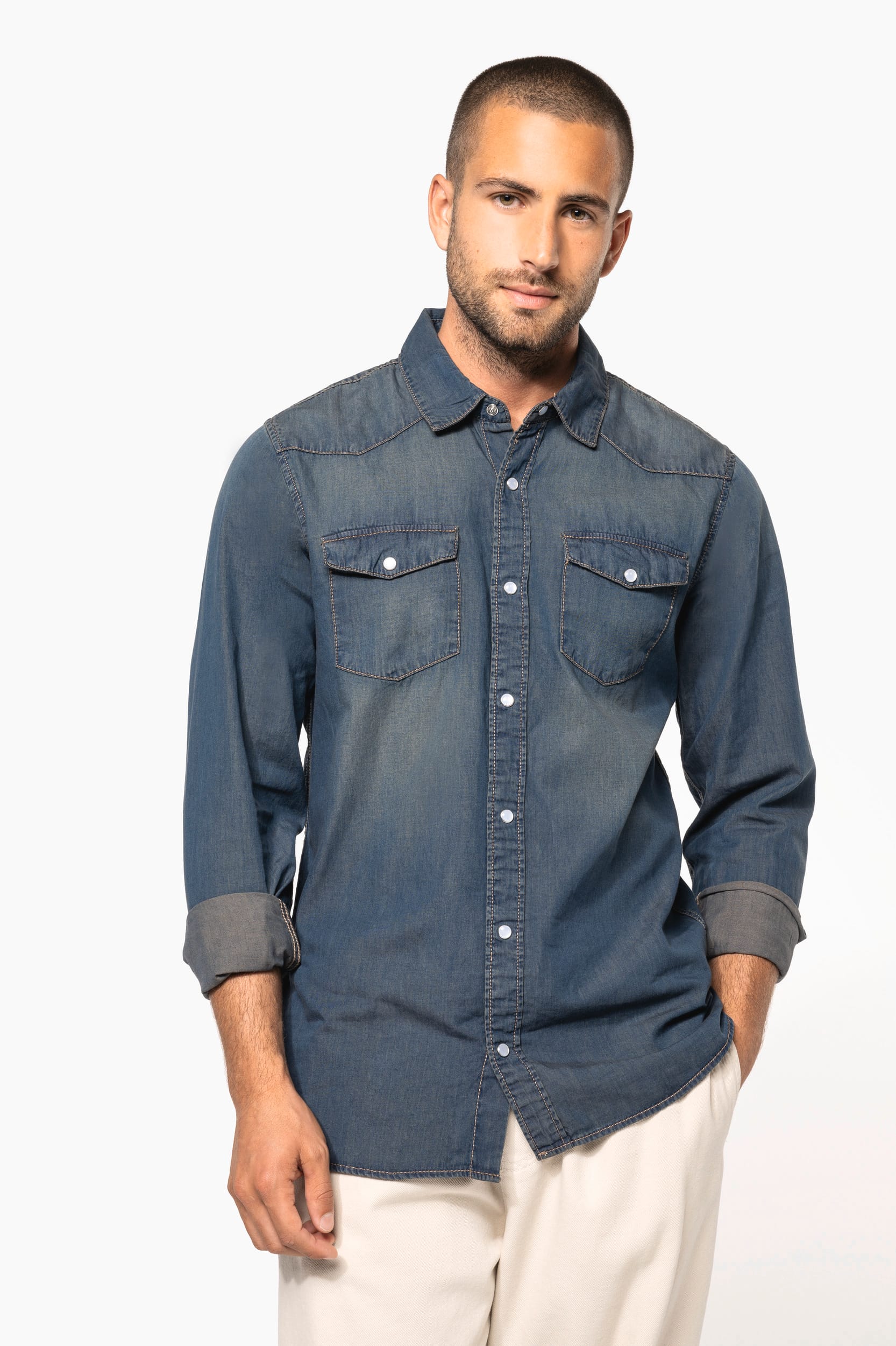 Herren denim-hemd langarm