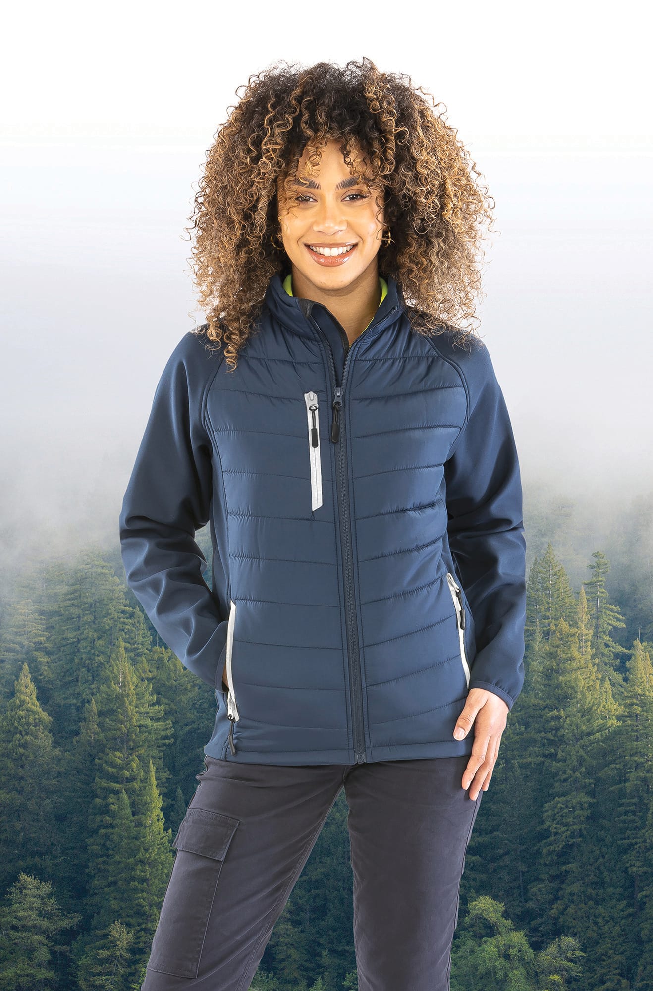 Black compass padded soft shell jacke
