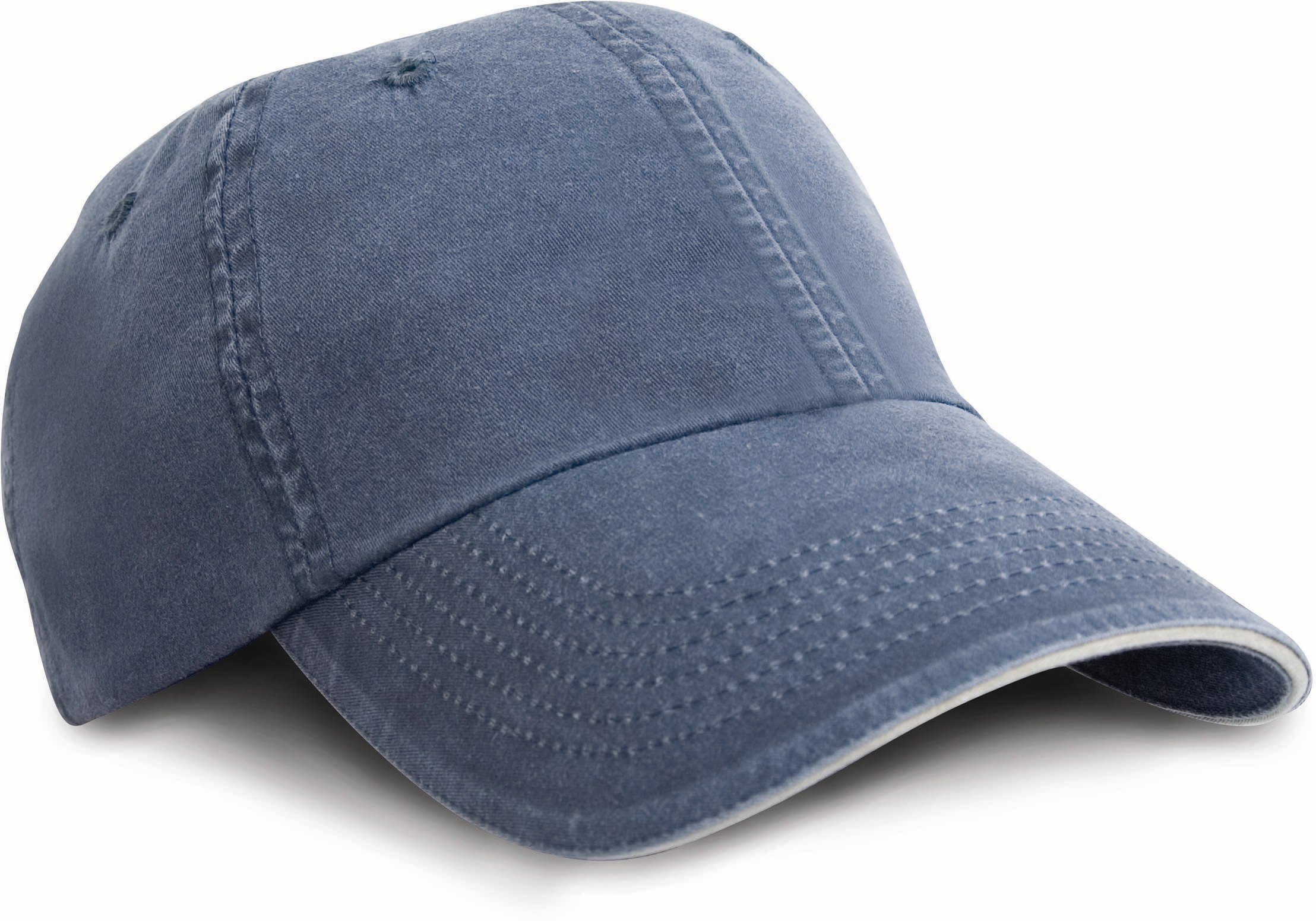 Washed Fine Line Cotton Cap with Sandwich Peak