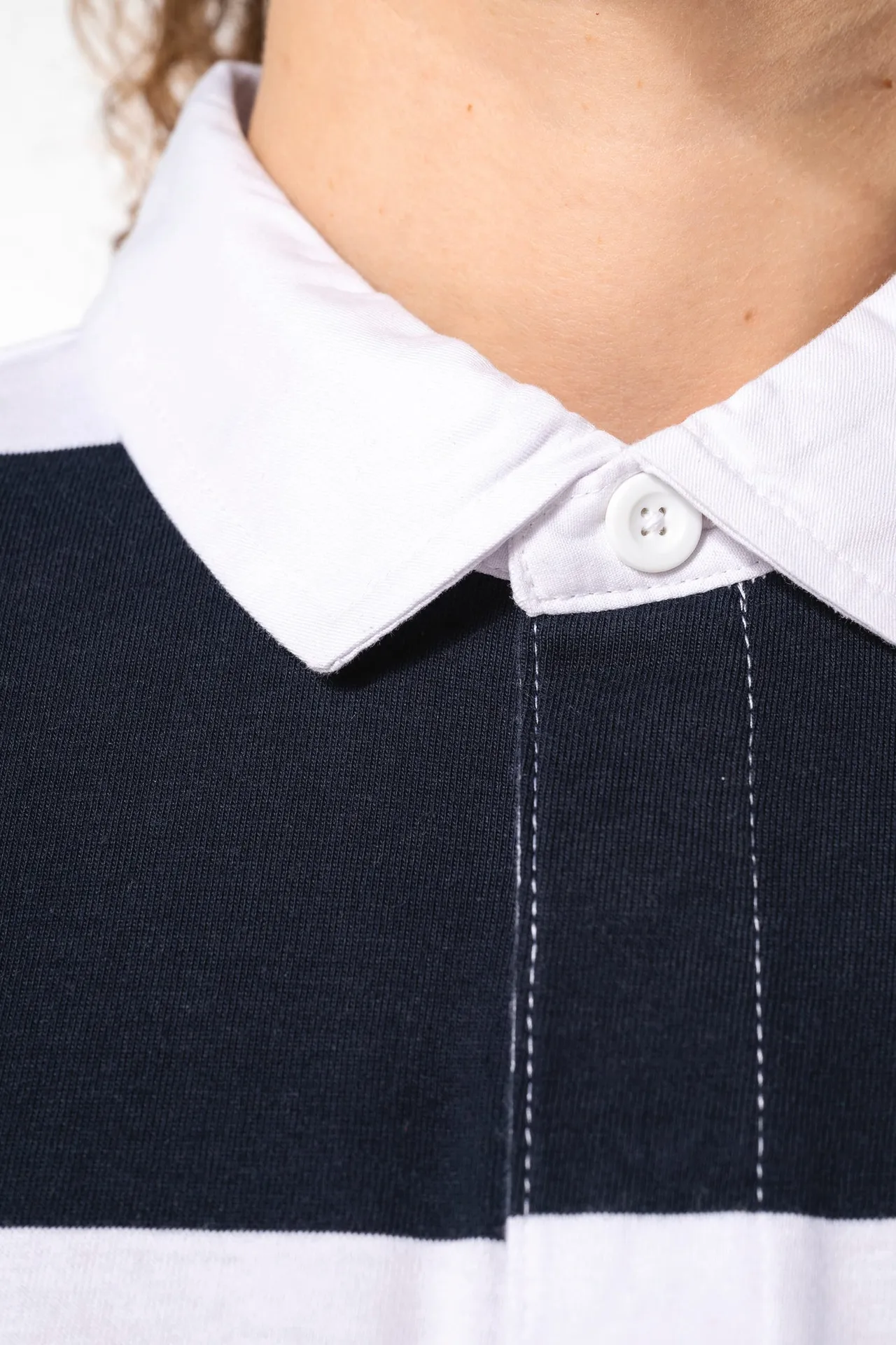 Gestreiftes Polohemd mit langen Ärmeln, Unisex