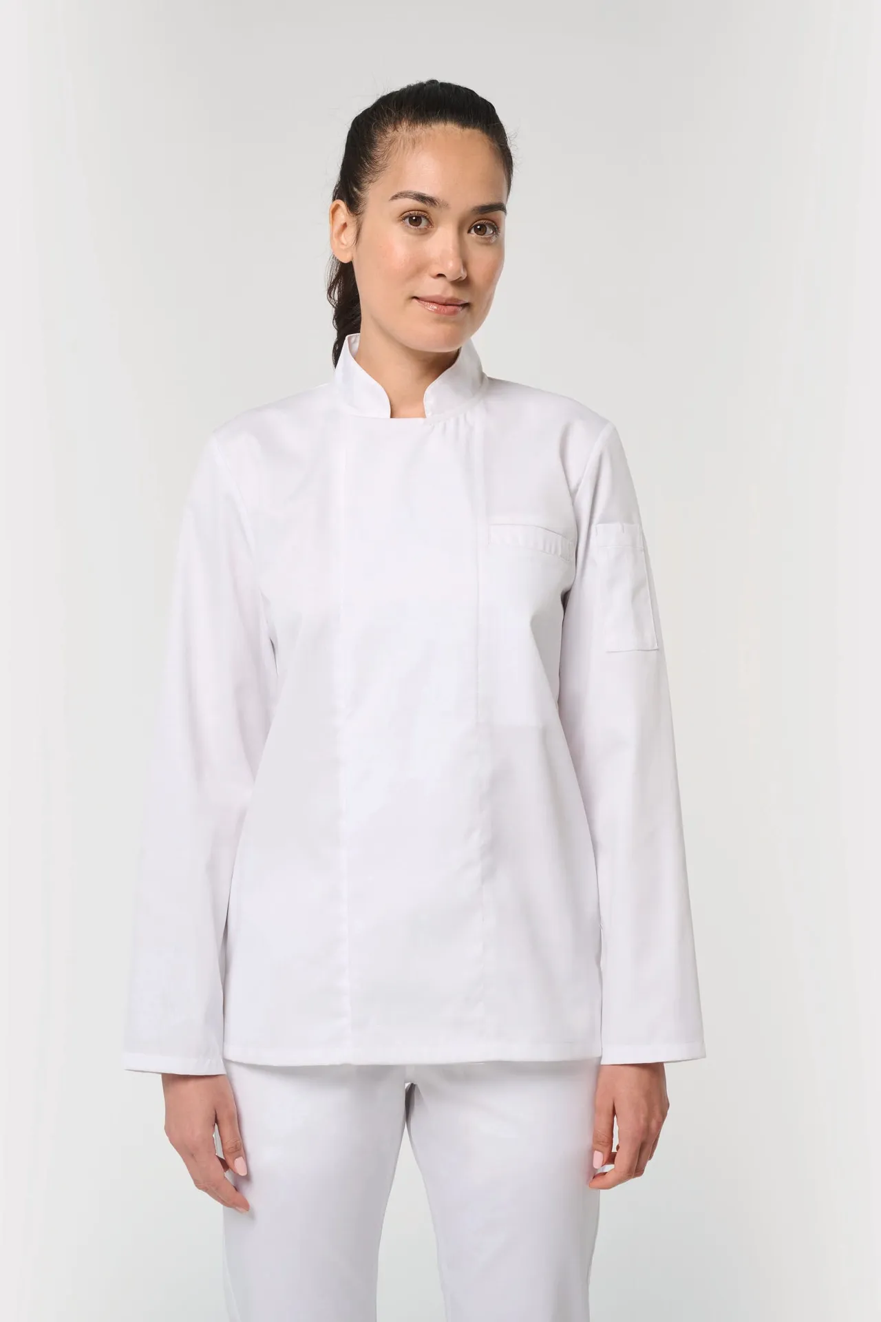 Umweltfreundliche, atmungsaktive Unisex-Kochjacke mit langen Ärmeln