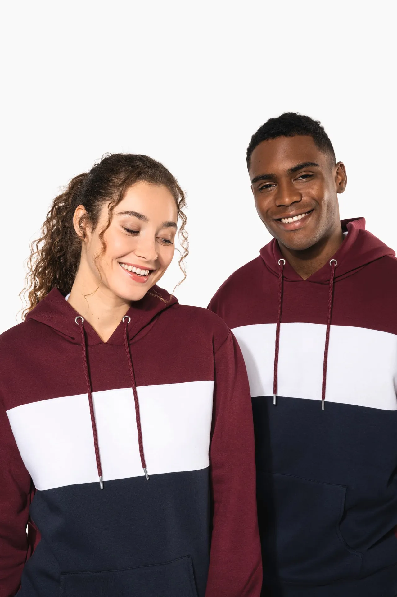 Dreifarbiges Kapuzensweatshirt, Unisex