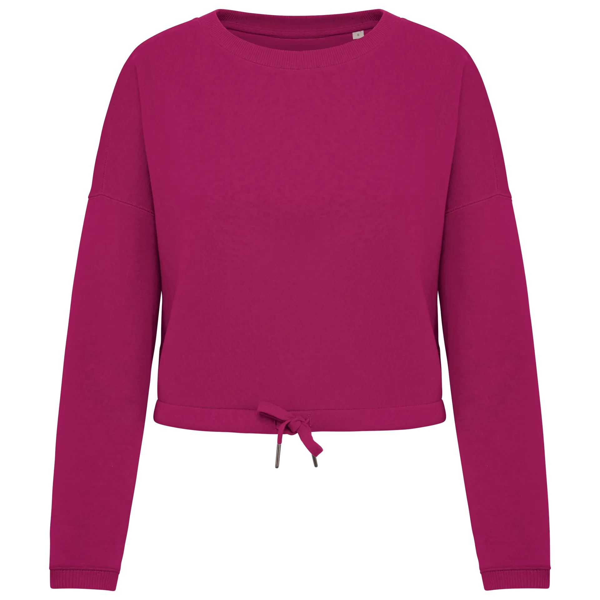 Umweltfreundliches cropped Oversize Damen Sweatshirt mit Rundhalsausschnitt