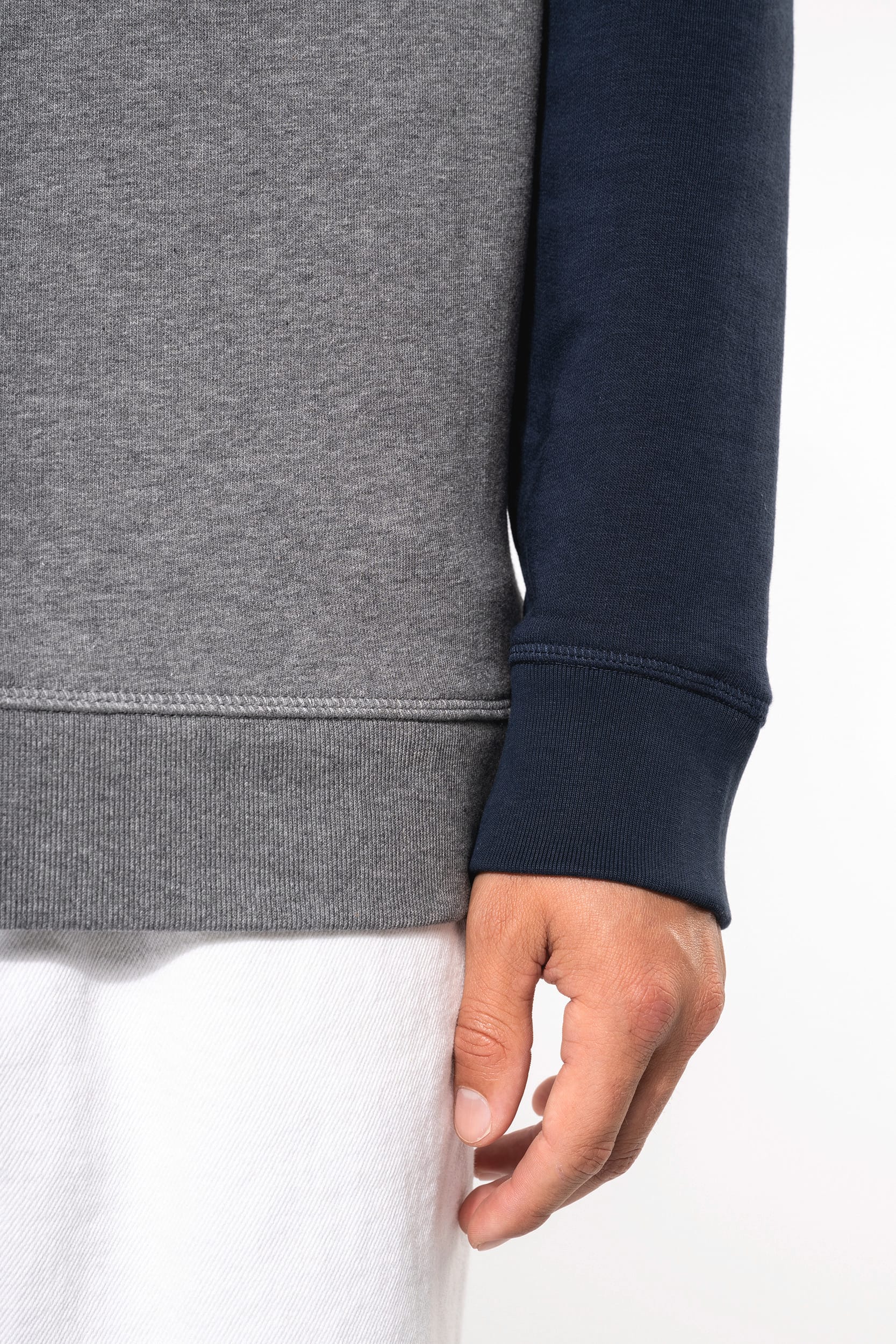 Zweifarbiges Herren-Sweatshirt French Terry mit Rundhalsausschnitt und Raglanärmeln AUS BIO-Baumwolle