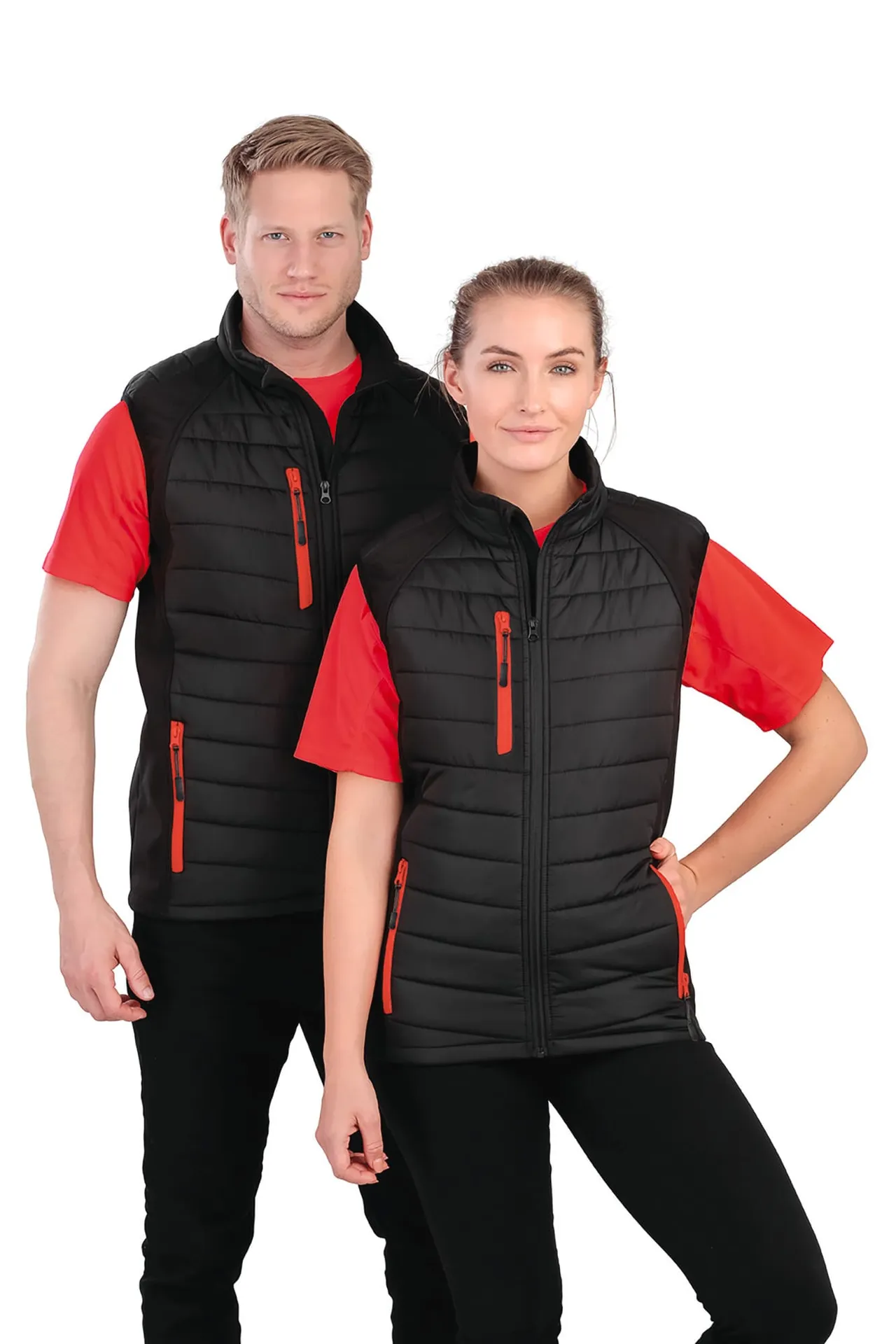Black compass padded soft shell gilet