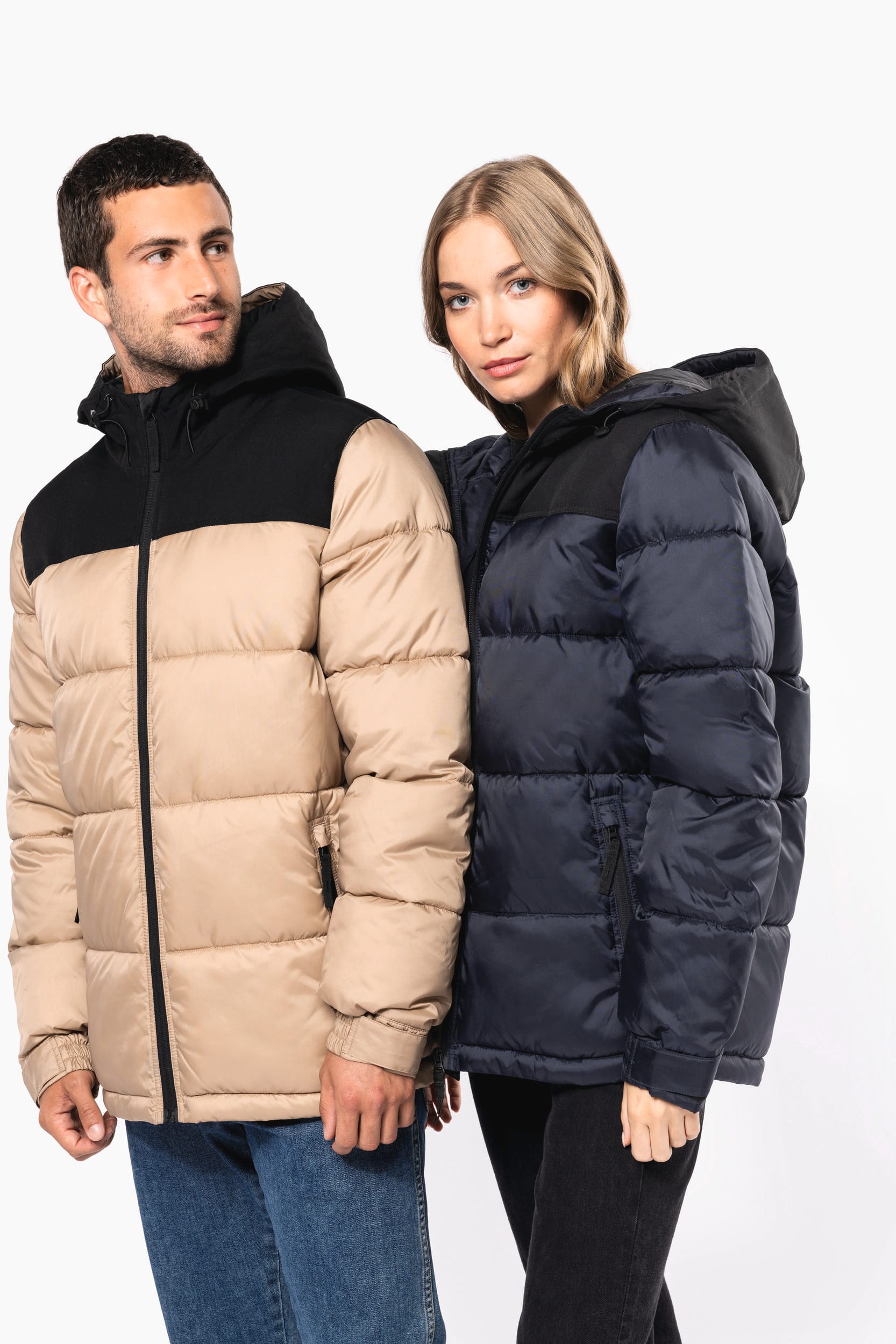 Unisex Steppparka mit Kapuze in zwei Farbtönen