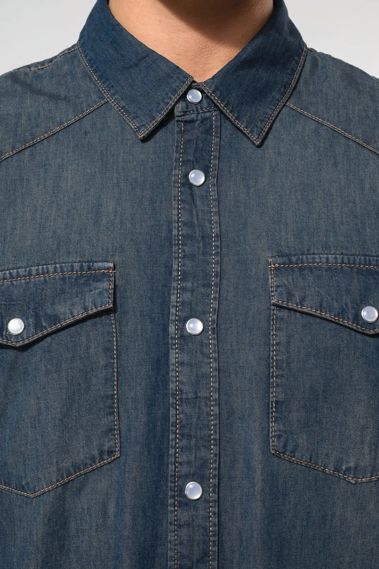 Herren denim-hemd langarm