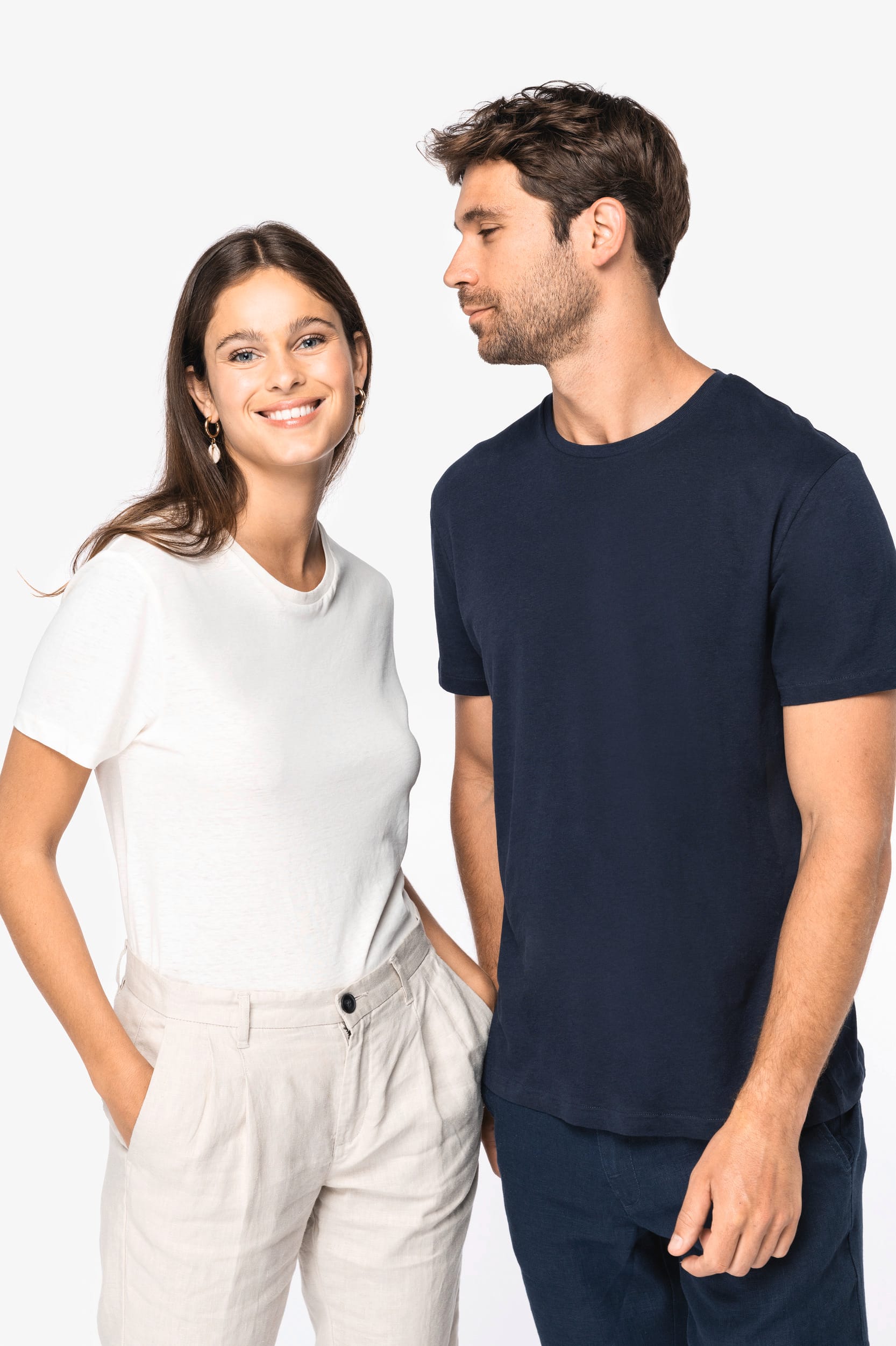 Umweltfreundliches Unisex-T-Shirt aus Biobaumwolle und Leinen