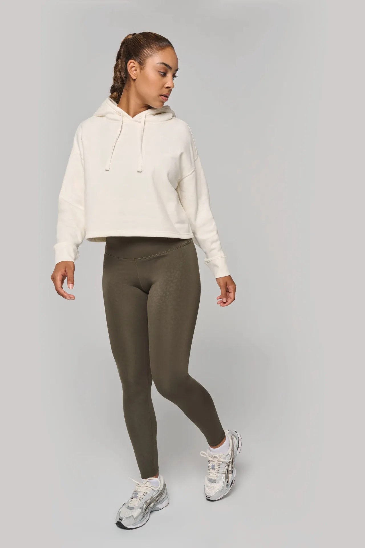 Damen Cropped-Sweatshirt mit Kapuze
