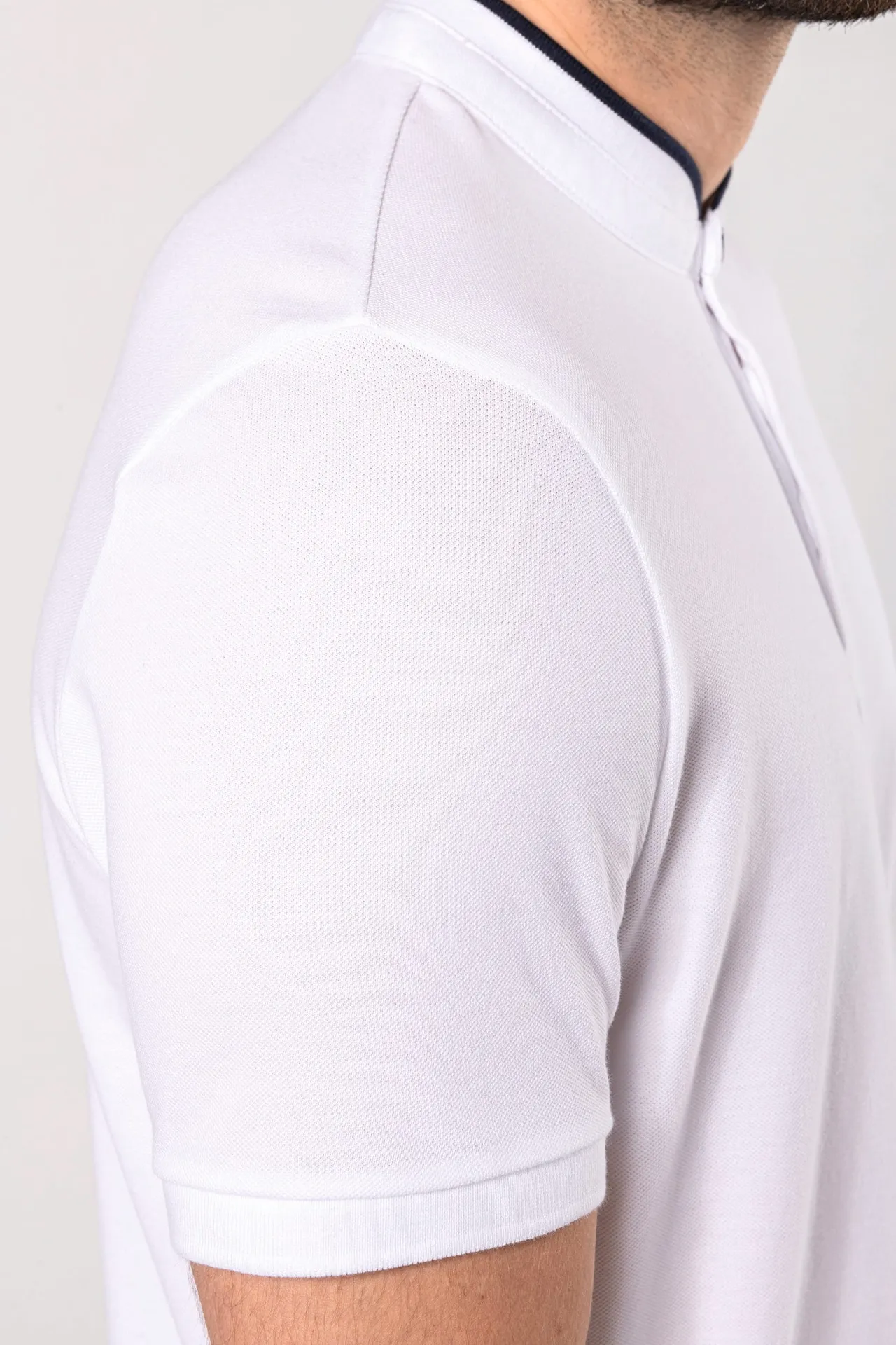 Kurzarm-Polohemd für Herren mit Maokragen