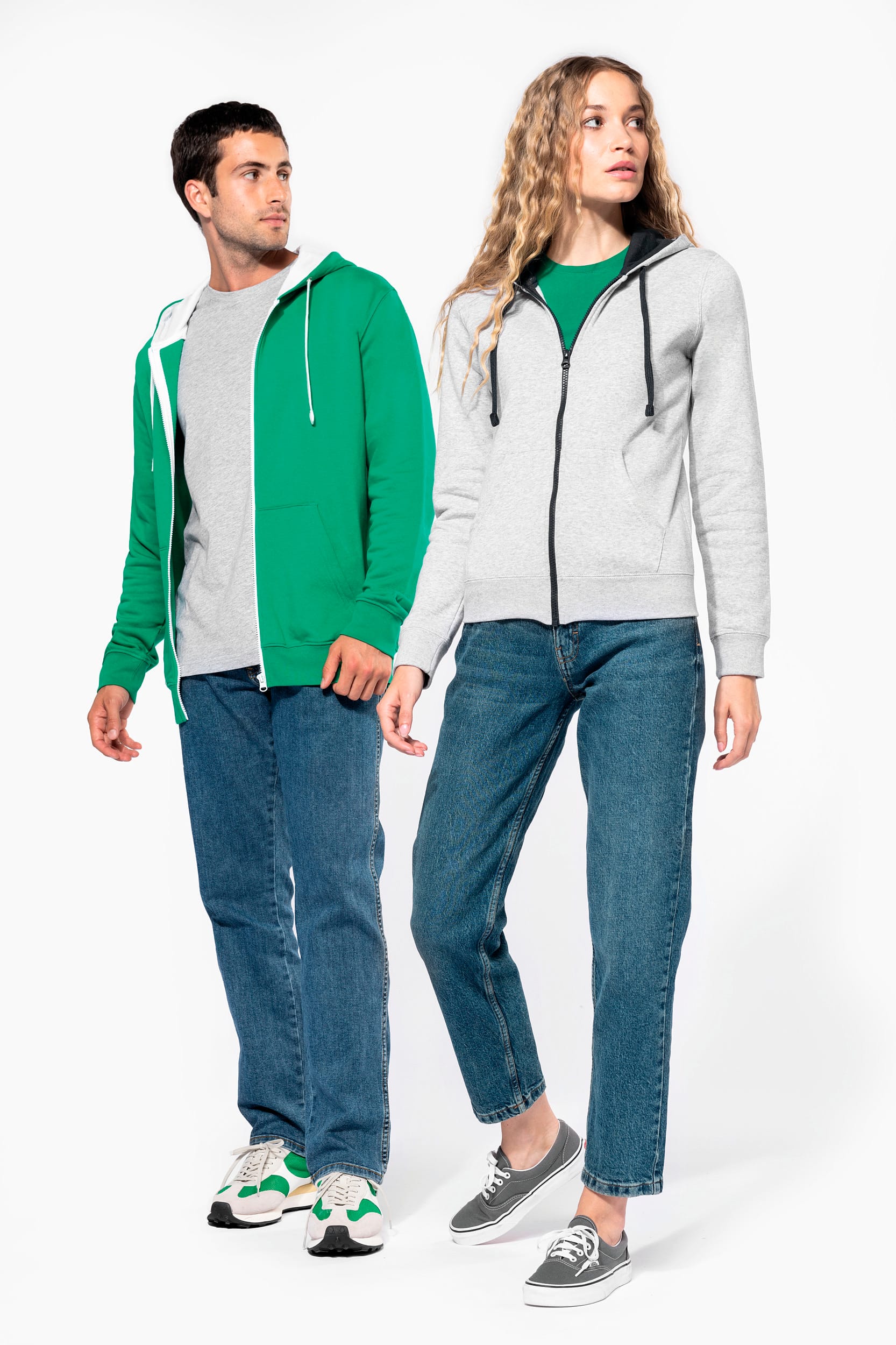 HERREN-KAPUZENSWEATSHIRT BICOLOR mit Reißverschluss