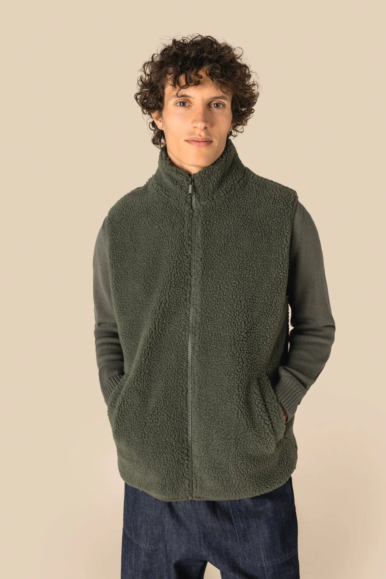 Ärmellose Sherpa-Jacke für Herren