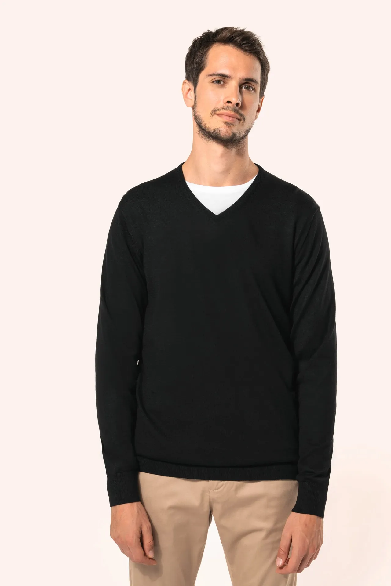 Merino-Herrenpullover mit V-Ausschnitt