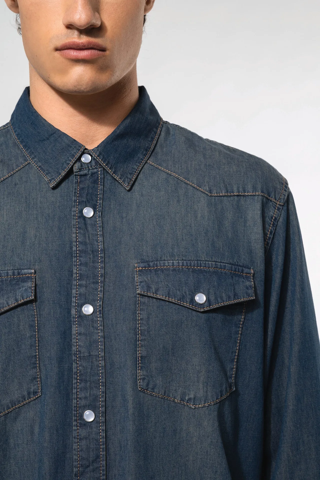 Herren denim-hemd langarm