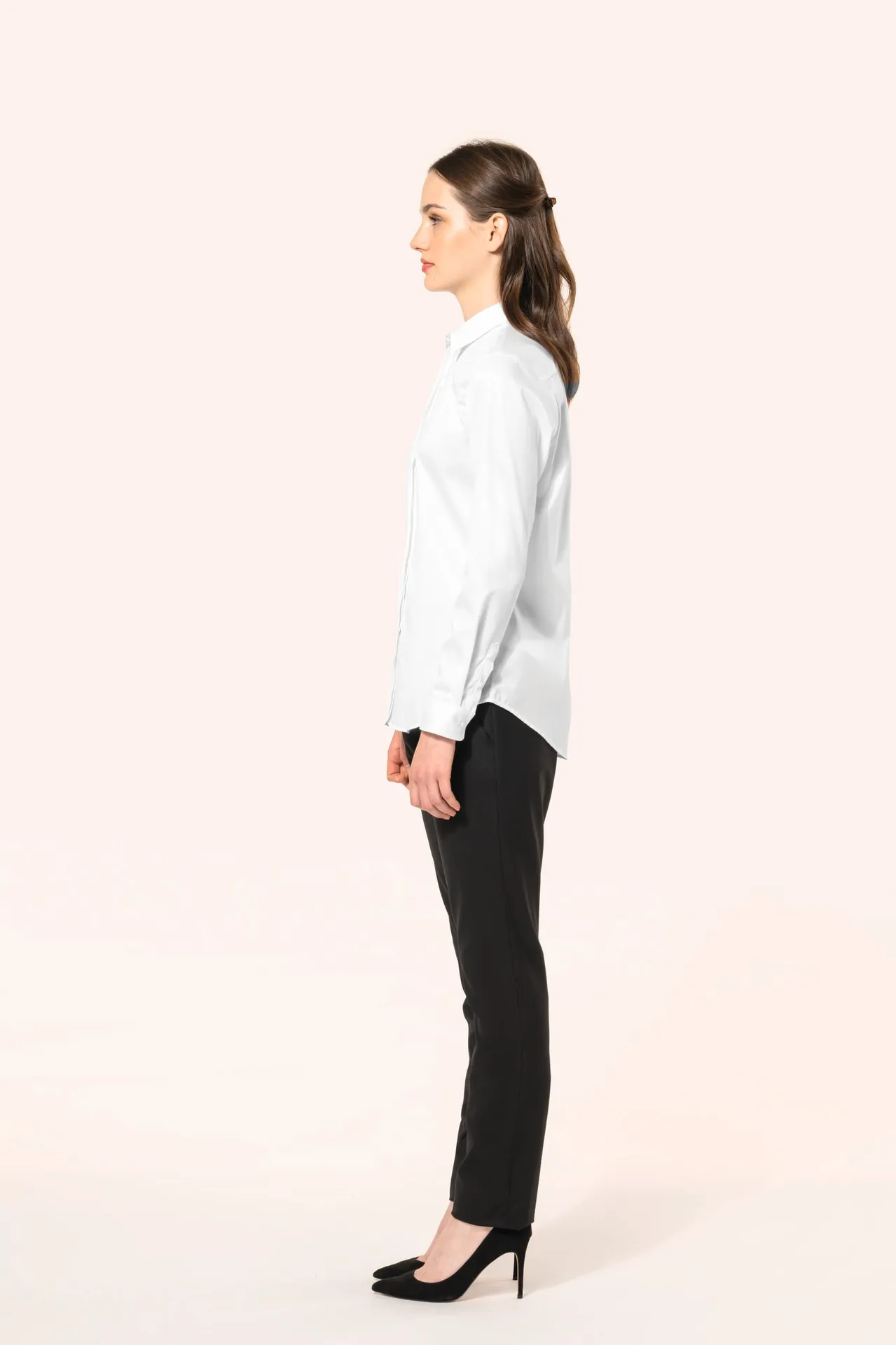 Twill-Damenhemd mit langen Ärmeln