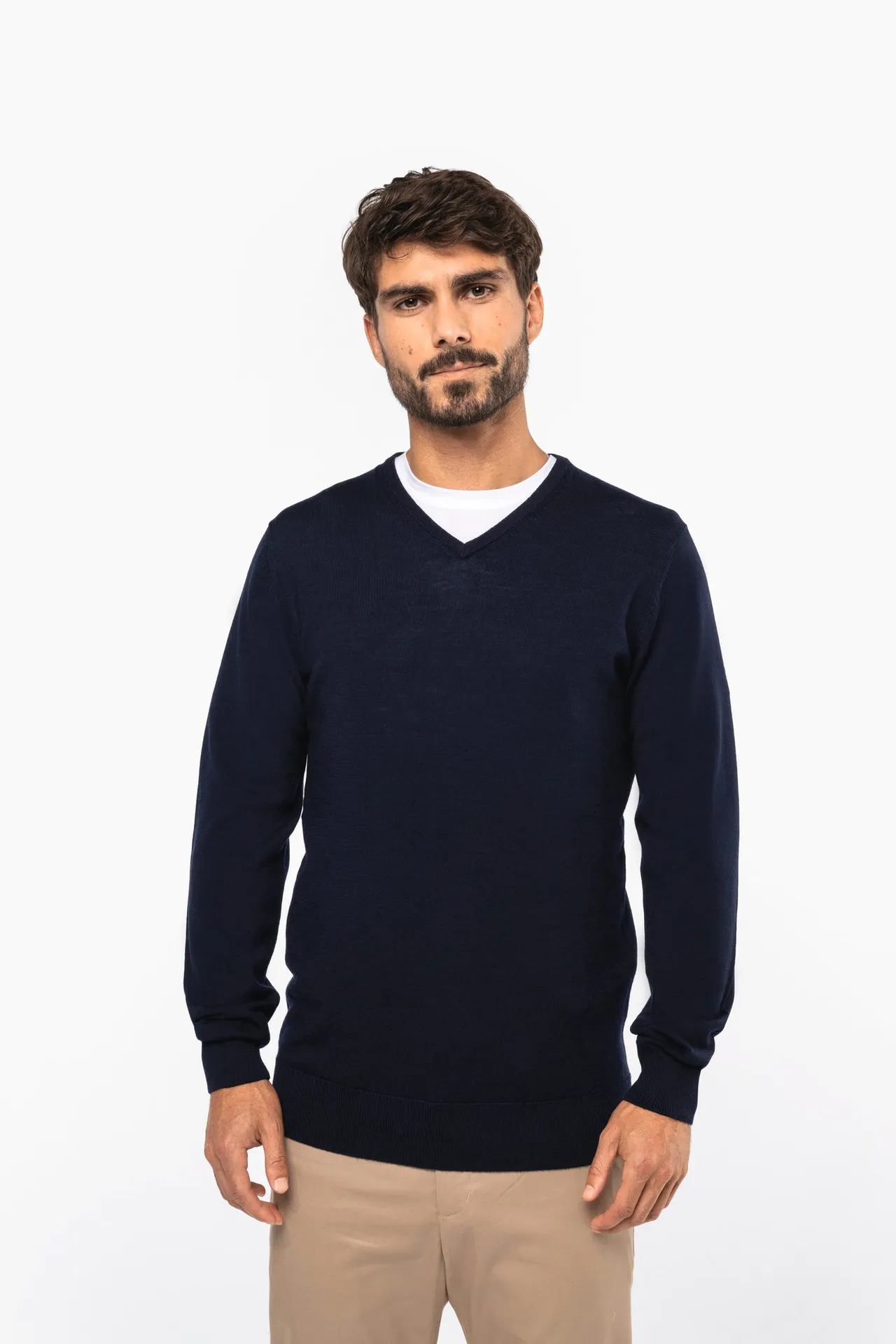 Merino-Herrenpullover mit V-Ausschnitt