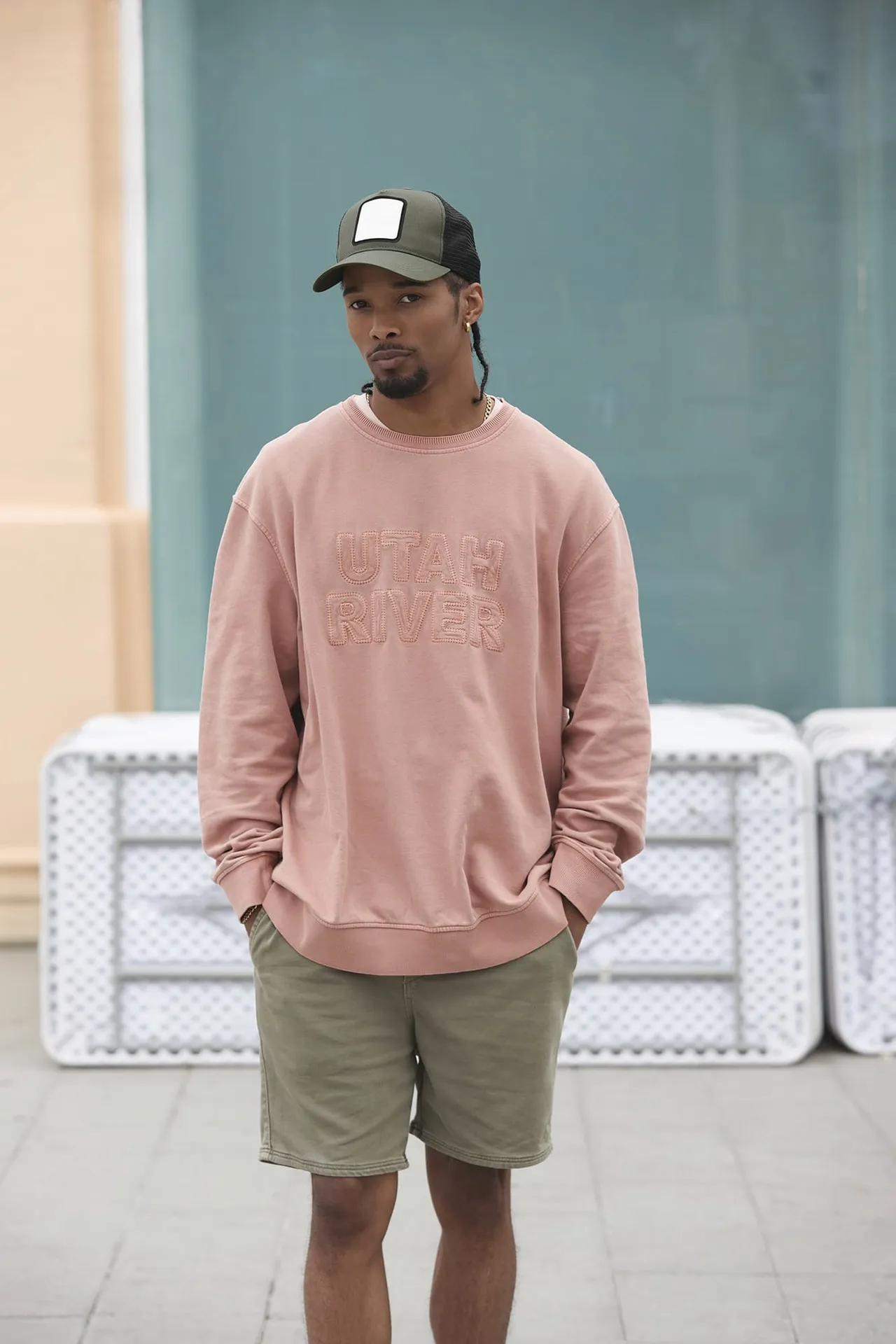 5-Panel Trucker Cap mit quadratischem Patch