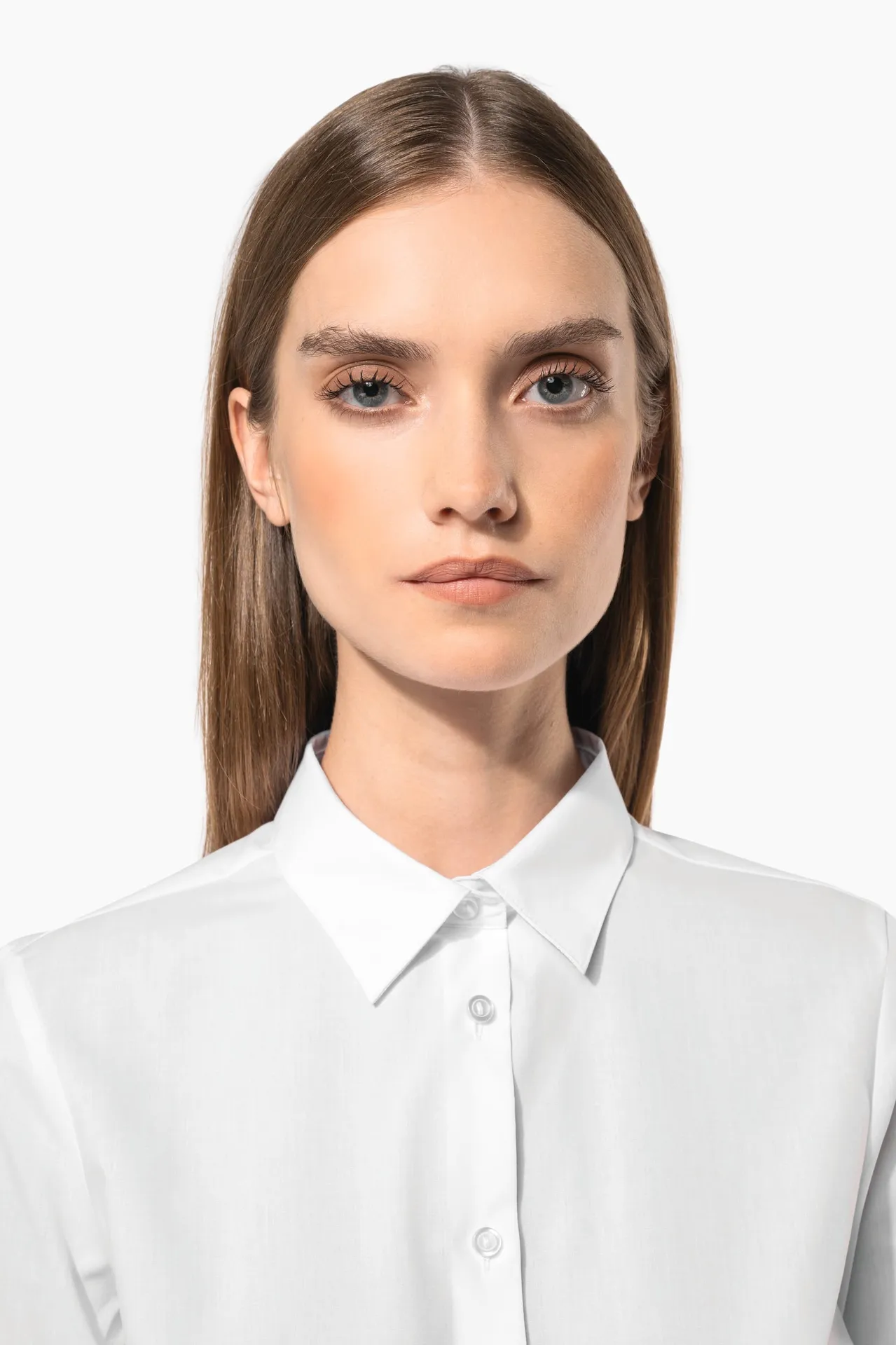 Popeline-Hemd Baumwollpolyester pflegeleicht für Damen