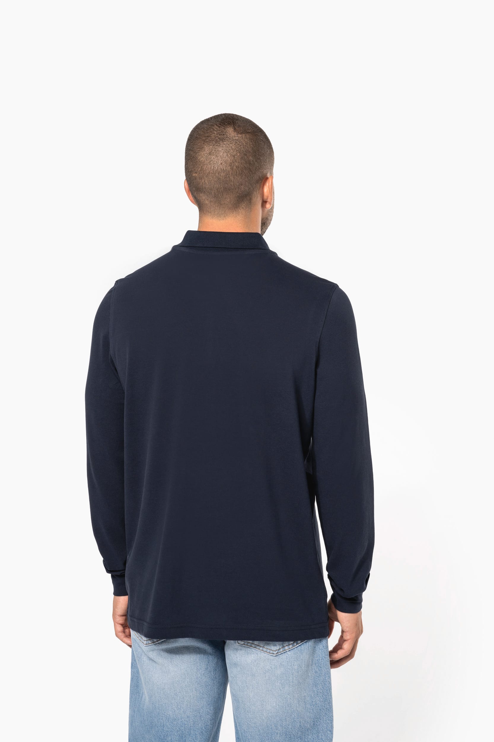 Herren Langarm-Polohemd. Baumwollpiqué