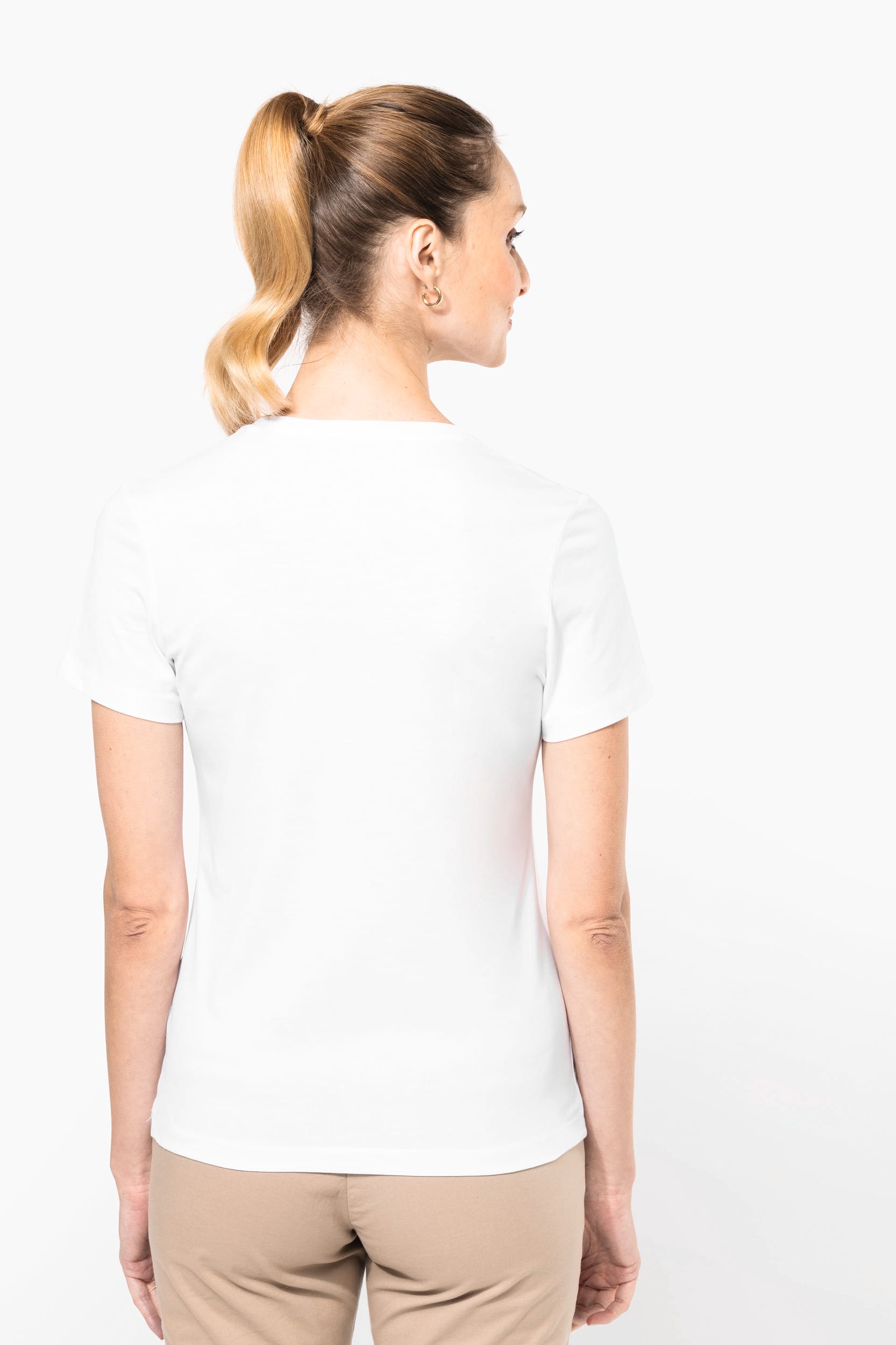 Supima® Damen-T-Shirt mit V-Ausschnitt und kurzen Ärmeln