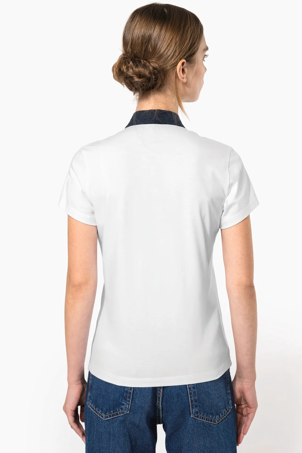 Zweifarbiges Jersey-Polohemd für Damen