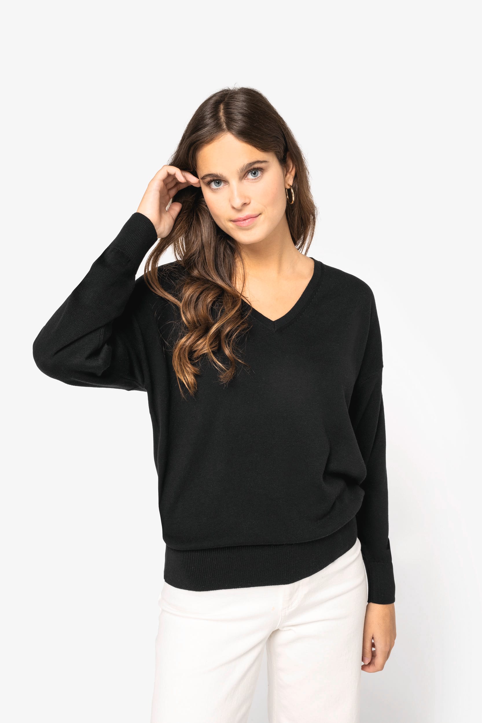 Umweltfreundlicher Damenpullover mit V-Ausschnitt aus Lyocell