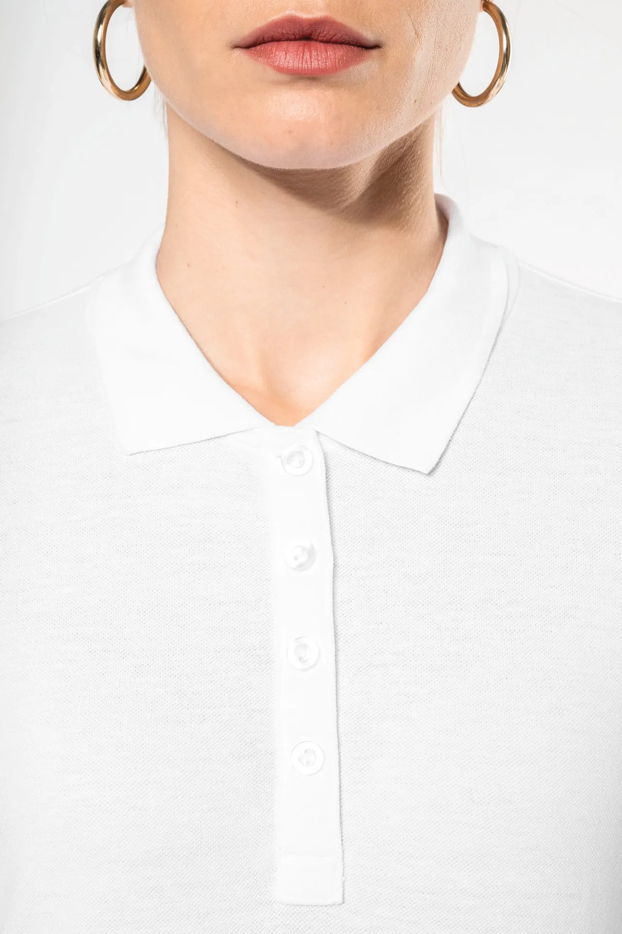 Damen Langarm-Polohemd. Baumwollpiqué