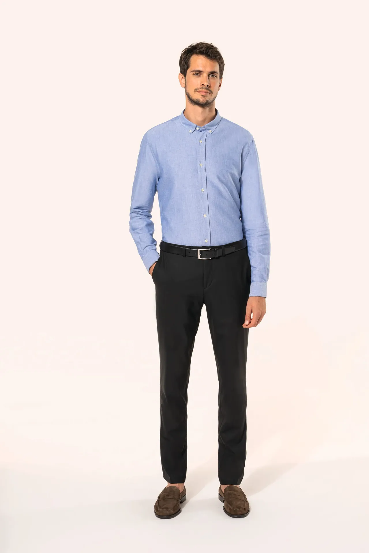 Oxford-Herrenhemd mit langen Ärmeln