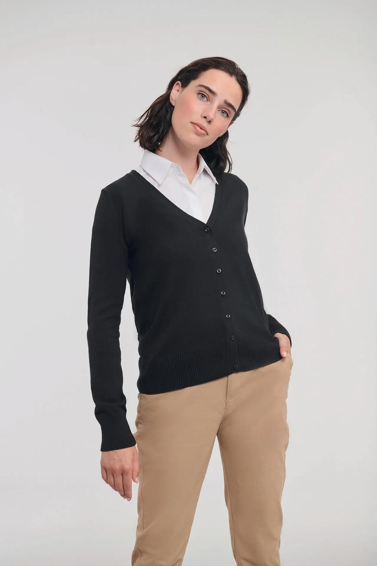 Ladies' V-neck Knitted Cardigan