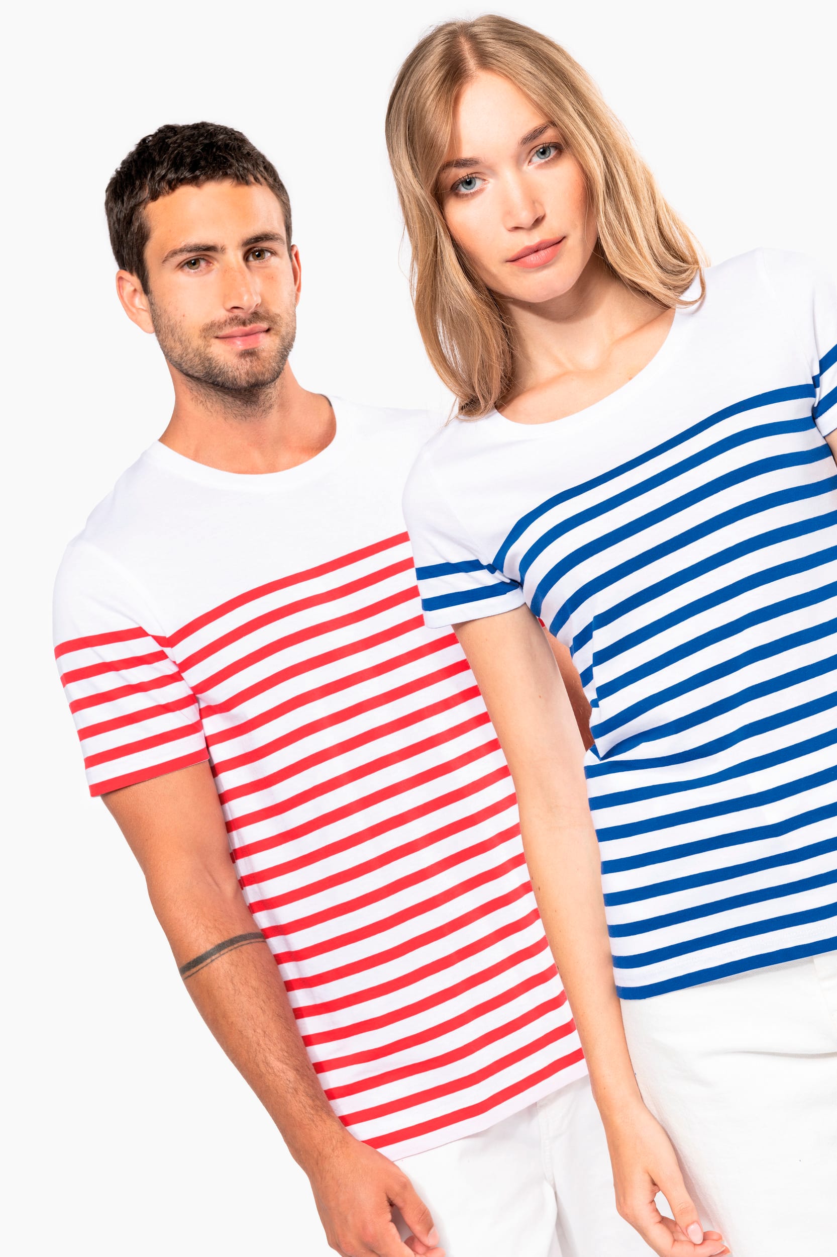 T-Shirt im Marine-Stil mit Rundhalsausschnitt Bio Damen