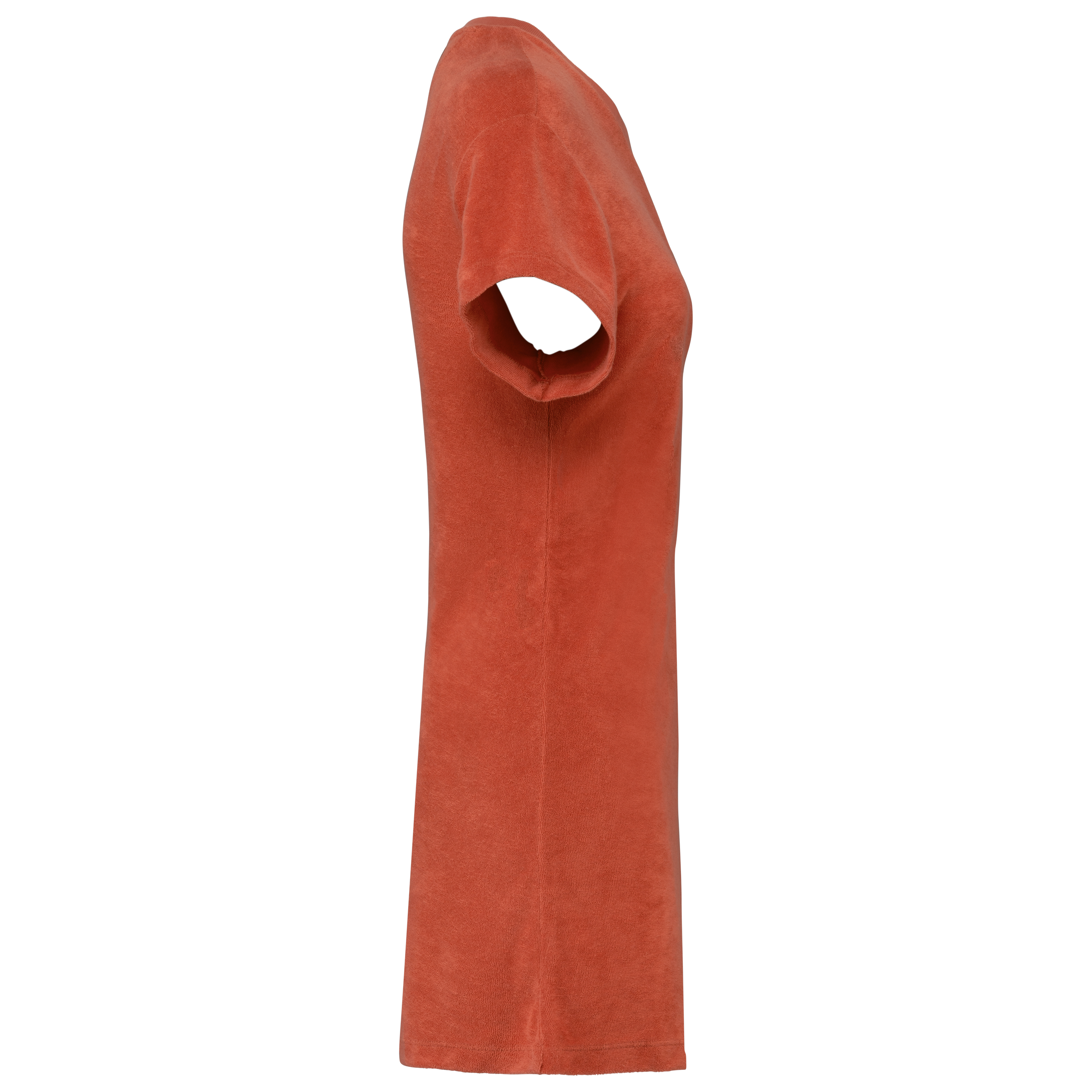 Umweltfreundliches Damen-T-Shirt-Kleid aus Frottee mit überschnittener Schulterpartie