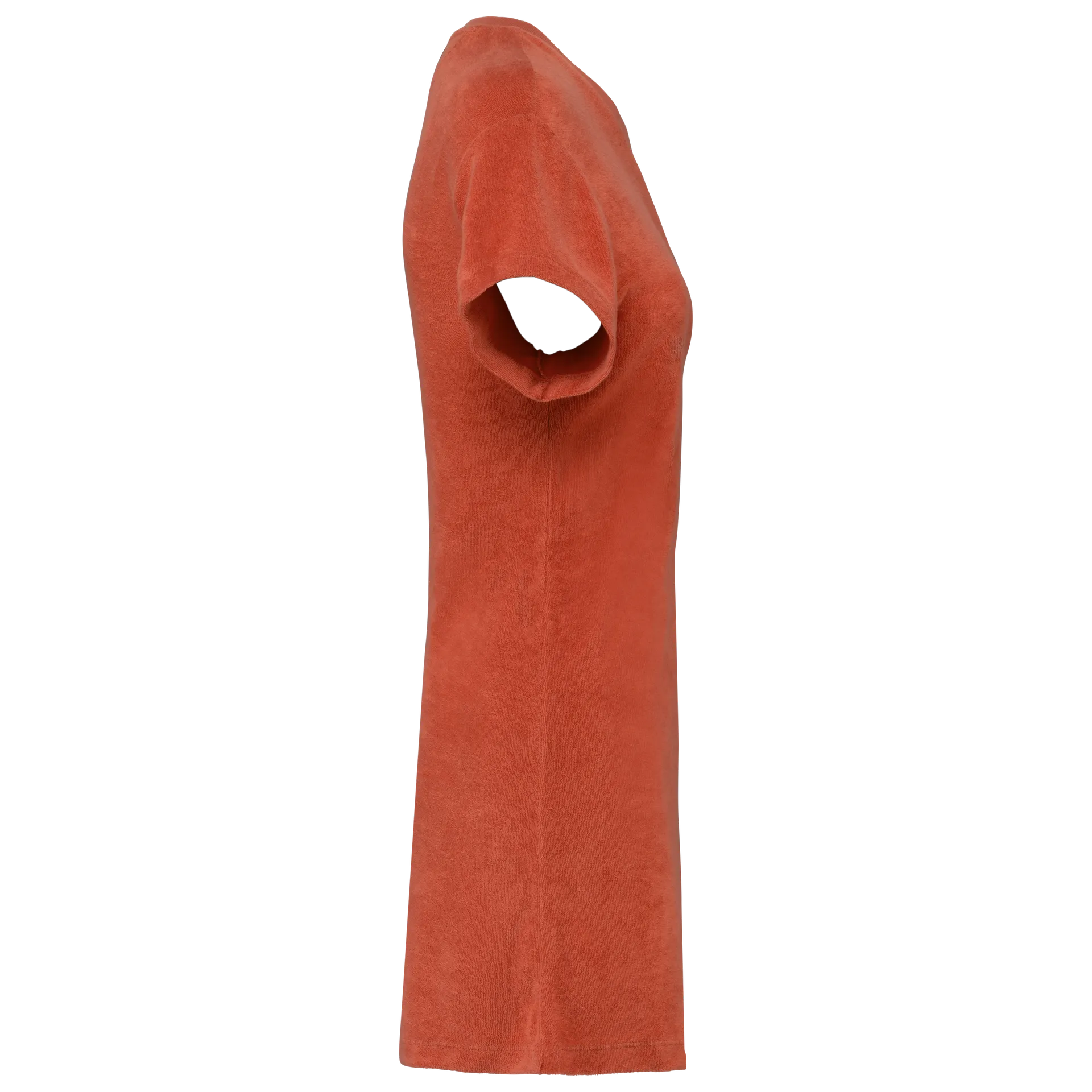 Umweltfreundliches Damen-T-Shirt-Kleid aus Frottee mit überschnittener Schulterpartie