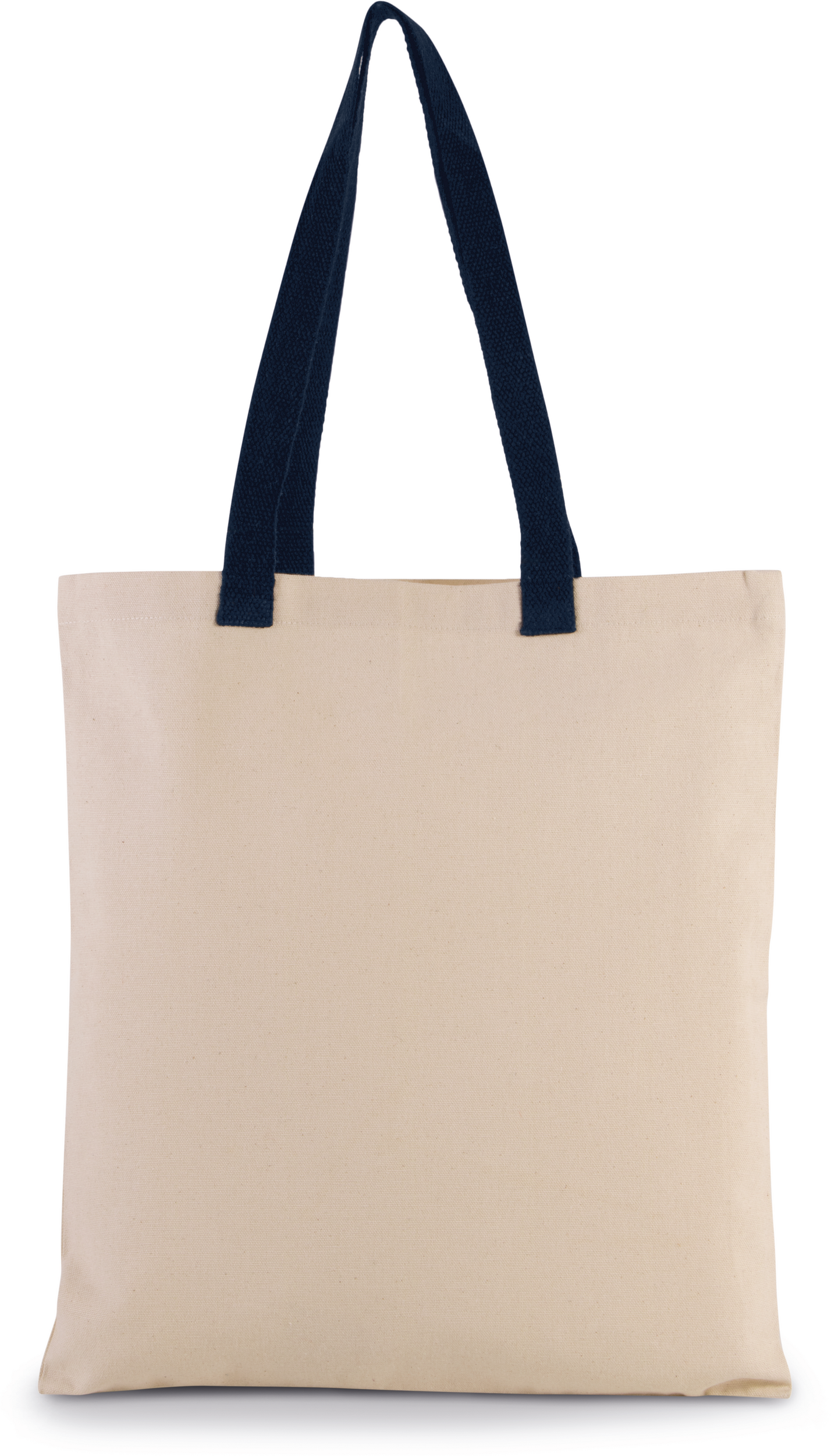 Flache Shoppingtasche aus Tuch mit kontrastfarbenem Griff