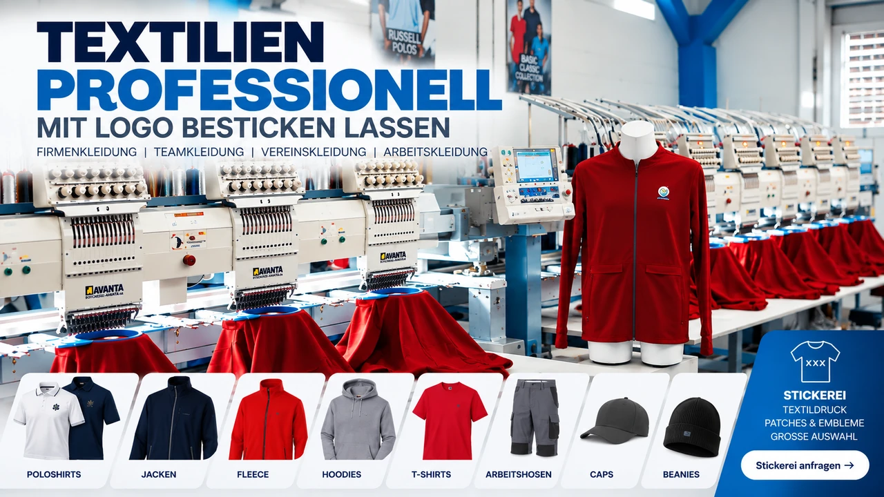 Industrielle Stickmaschinen von Stickerei Avanta für die professionelle Bestickung von Firmenkleidung und Teamwear